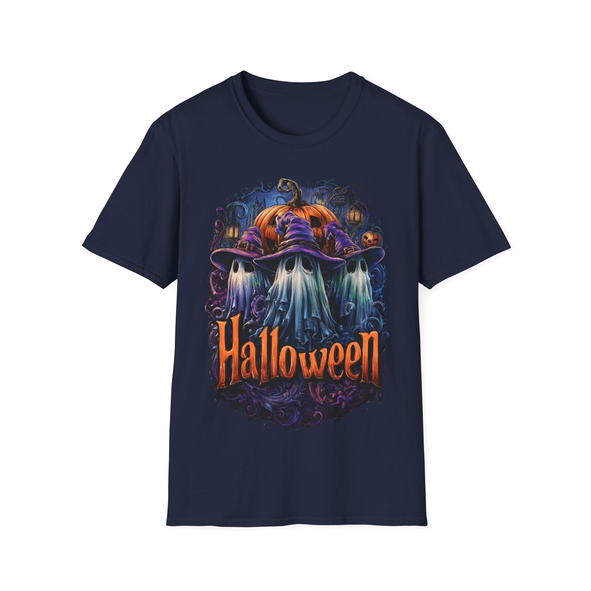 Witch Hat Ghosts Halloween Shirt – Spooky Pumpkin Ghost Tee, Cute Haunted Aesthetic Fall Graphic Tee