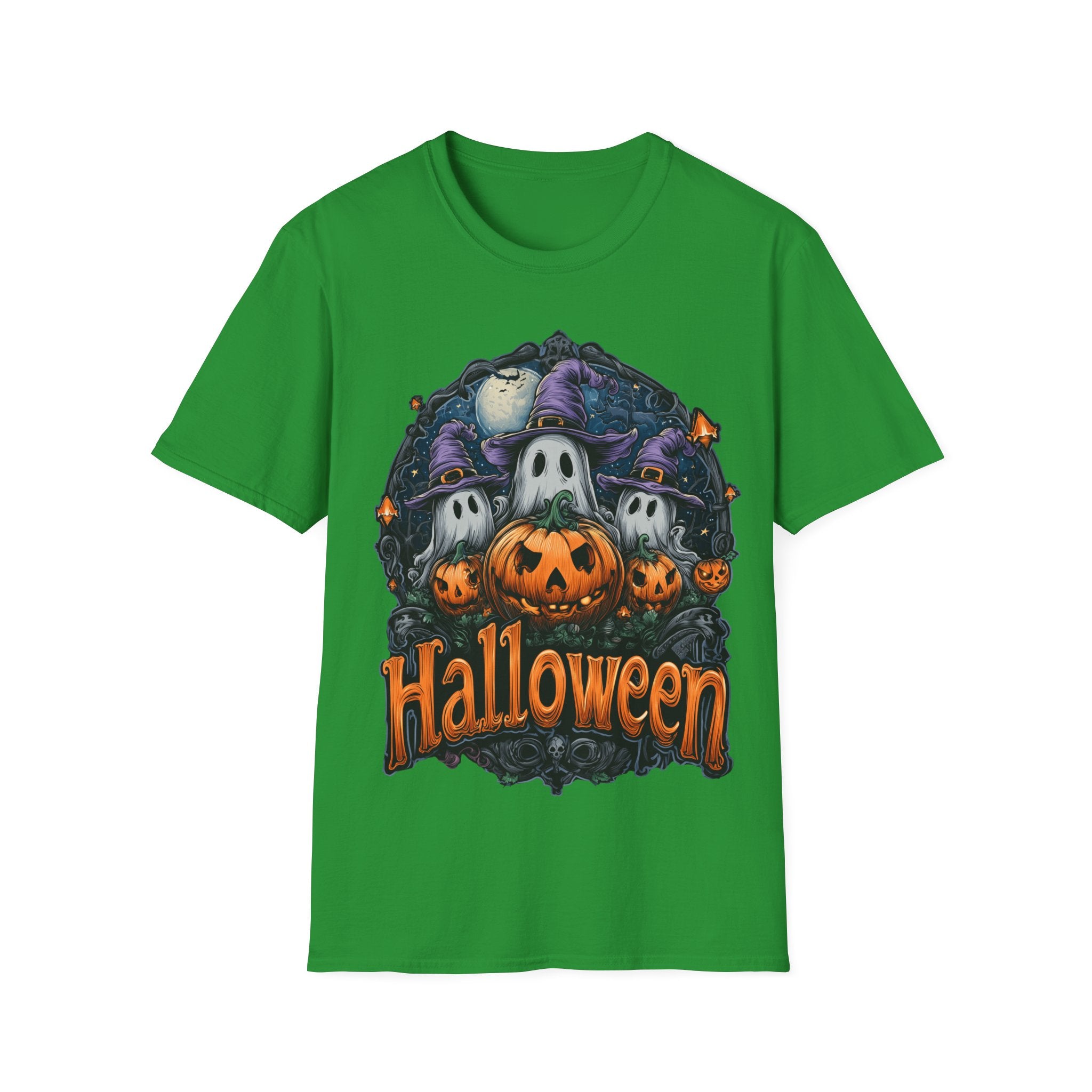 Halloween Shirt | Cute Ghost & Pumpkin T-Shirt | Witch Hat Graphic Tee | Spooky Season Outfit | Fall Party Top