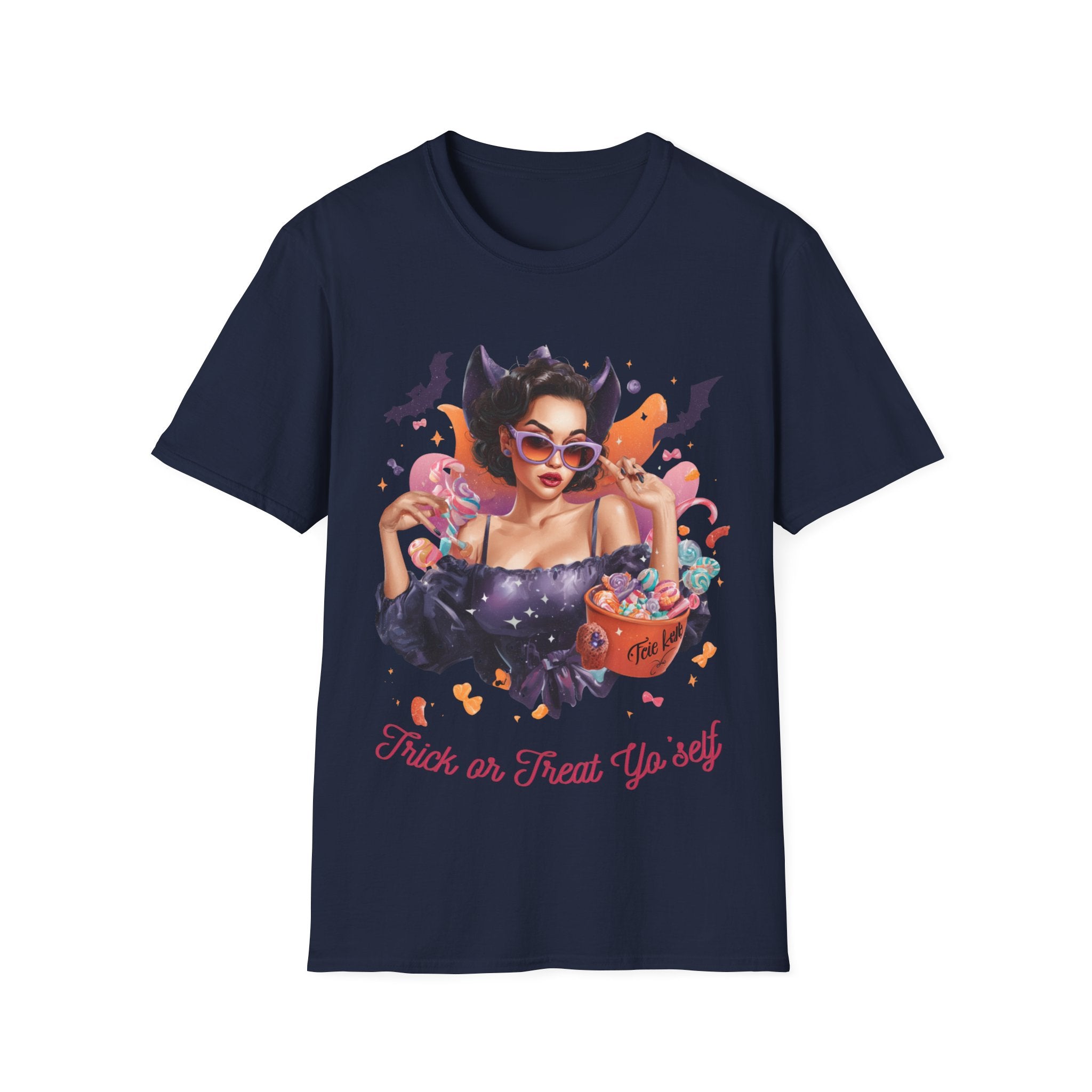 Trick or Treat Ya' Self Graphic Shirt - Witch Aesthetic Shirt – Trendy Halloween Shirt – Unisex Softstyle T-Shirt