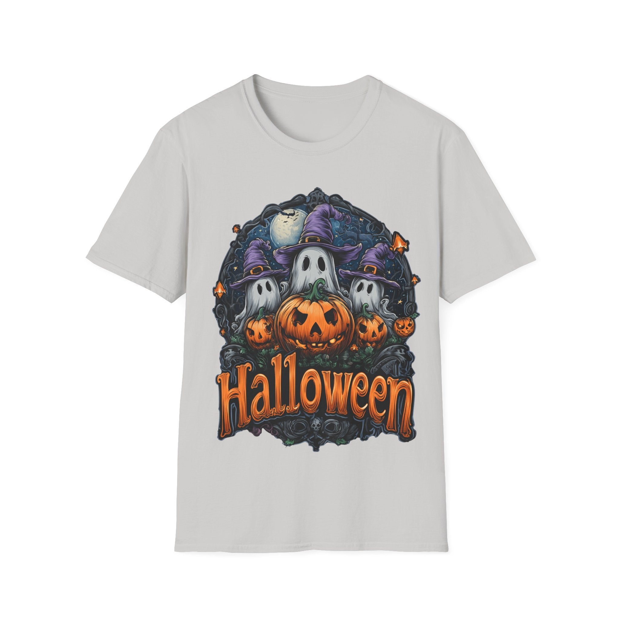 Halloween Shirt | Cute Ghost & Pumpkin T-Shirt | Witch Hat Graphic Tee | Spooky Season Outfit | Fall Party Top