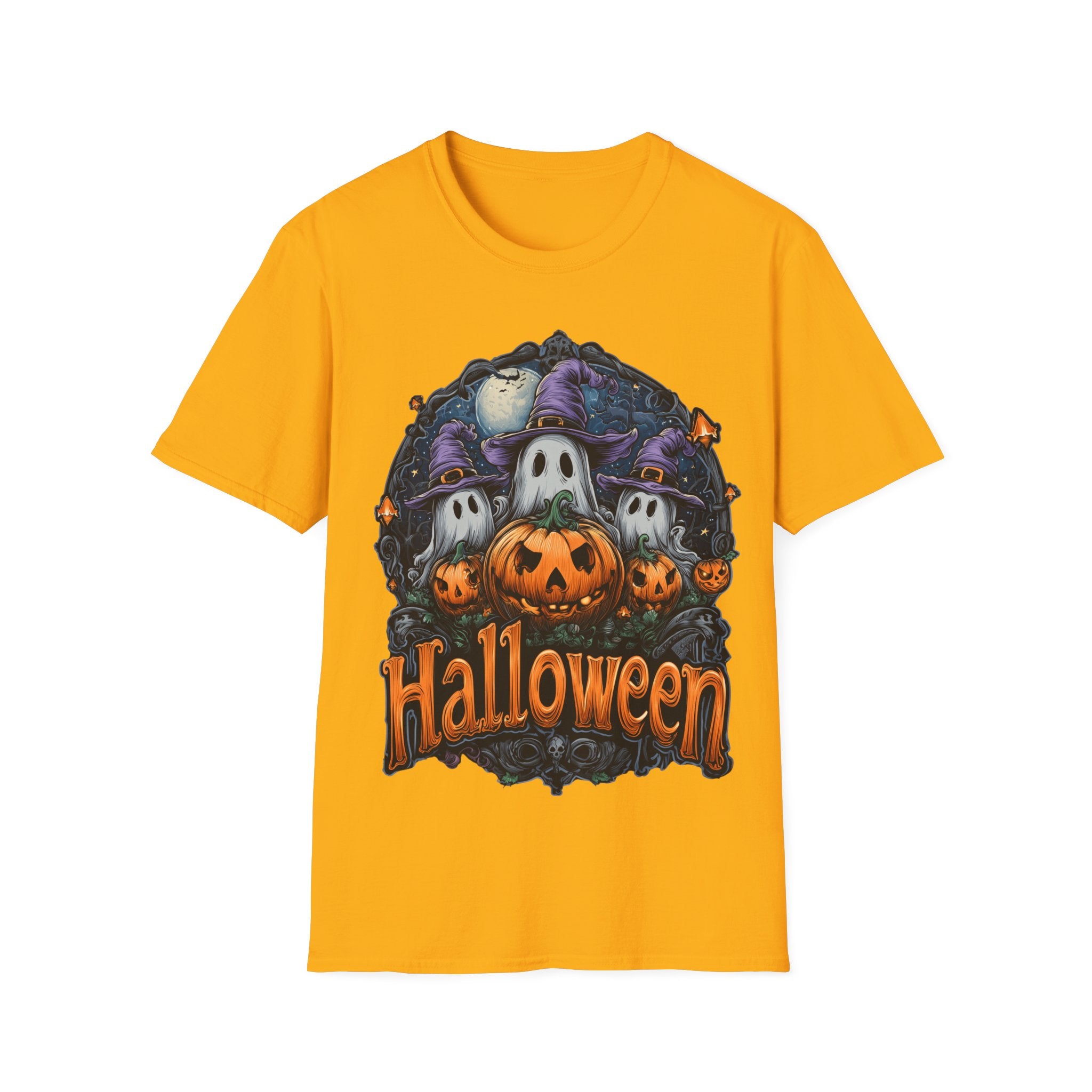 Halloween Shirt | Cute Ghost & Pumpkin T-Shirt | Witch Hat Graphic Tee | Spooky Season Outfit | Fall Party Top