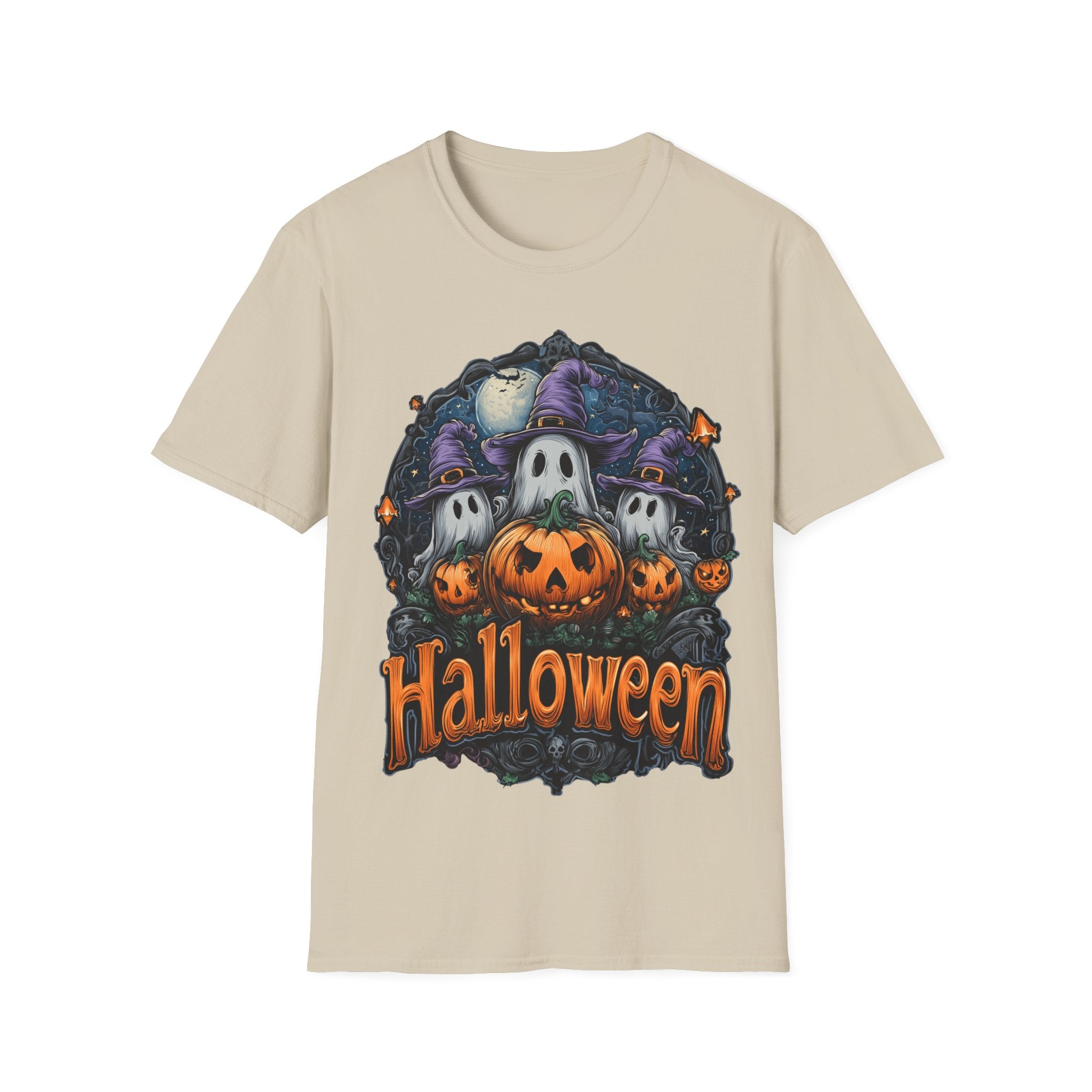 Halloween Shirt | Cute Ghost & Pumpkin T-Shirt | Witch Hat Graphic Tee | Spooky Season Outfit | Fall Party Top