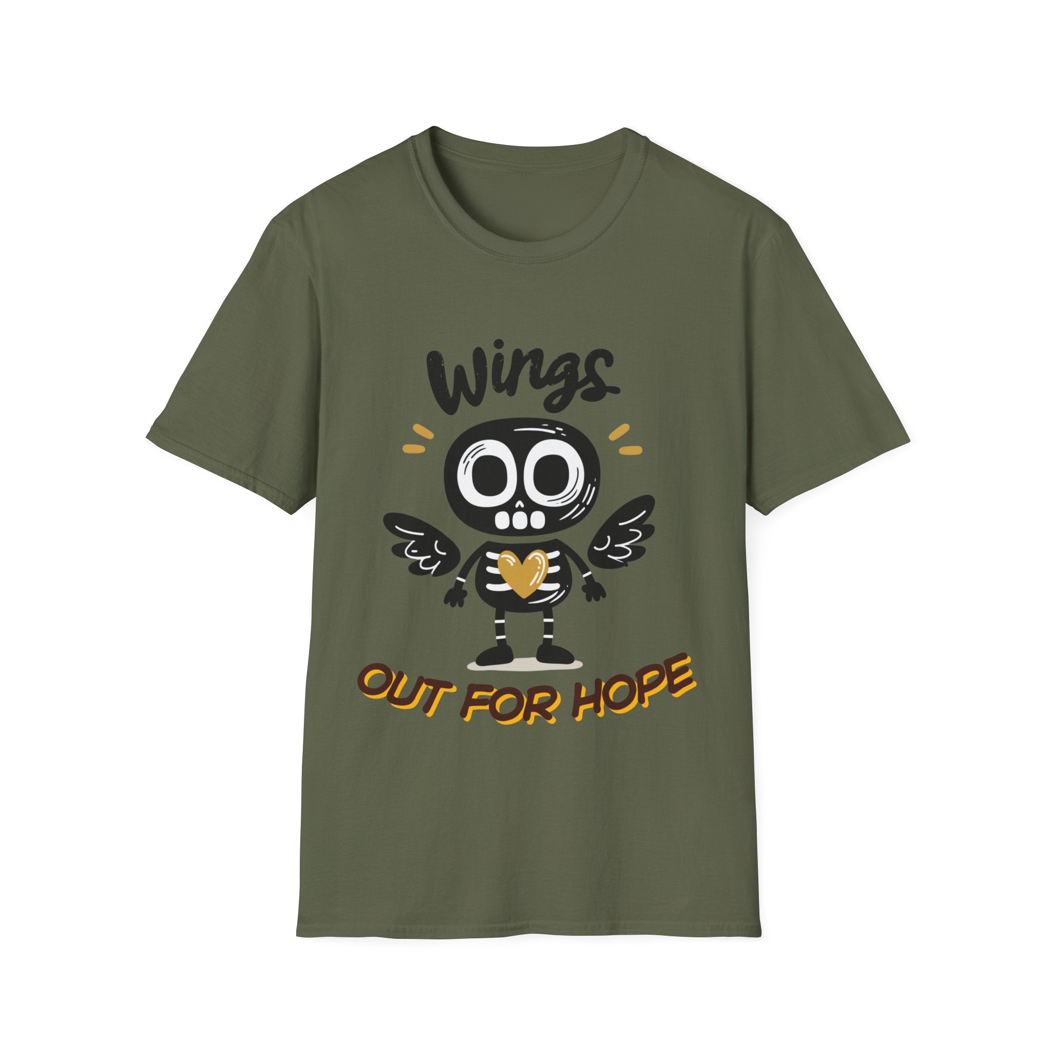 Wing Out for LOVE T-Shirt – Positive Halloween Graphic Tee | Unisex Softstyle Cotton Shirt