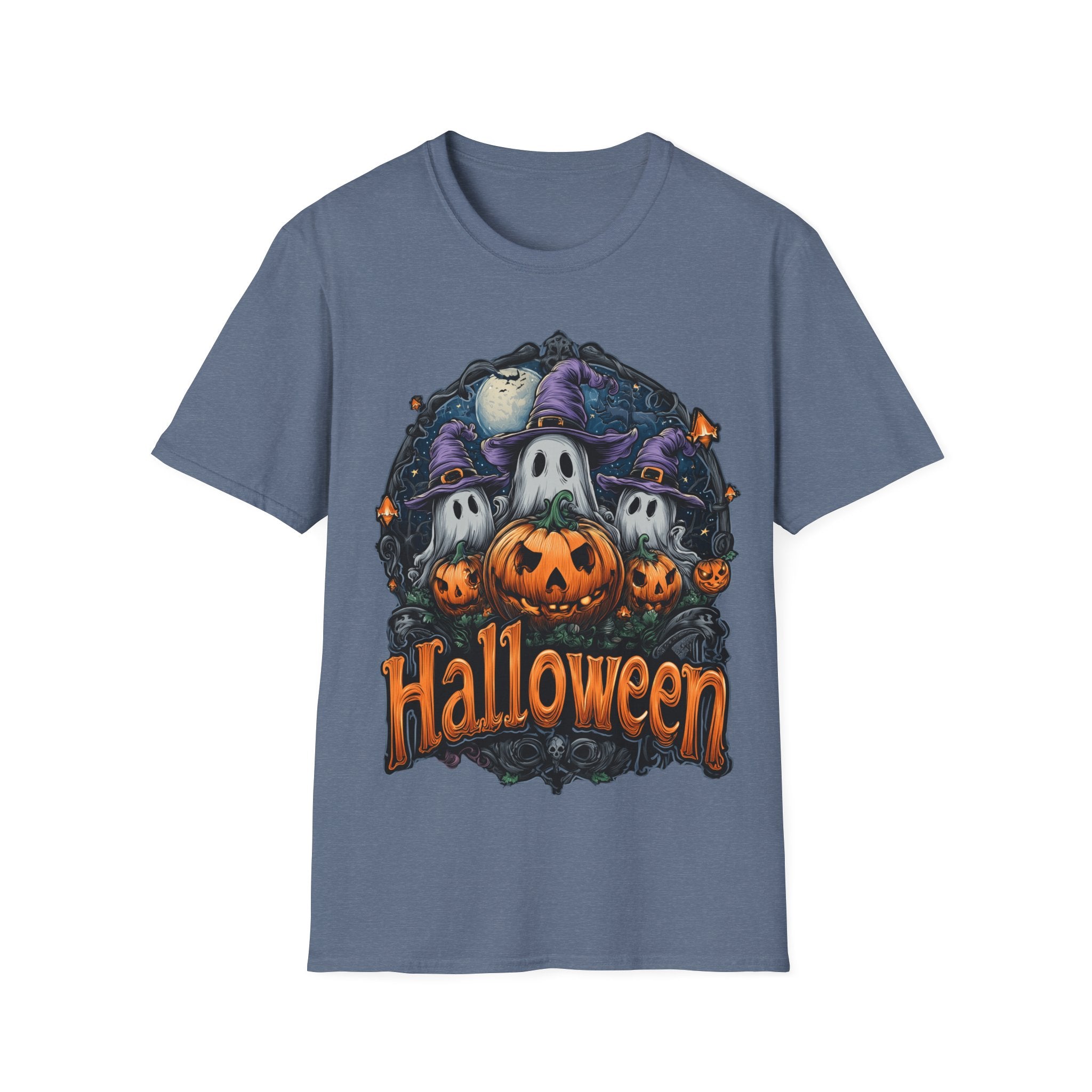 Halloween Shirt | Cute Ghost & Pumpkin T-Shirt | Witch Hat Graphic Tee | Spooky Season Outfit | Fall Party Top