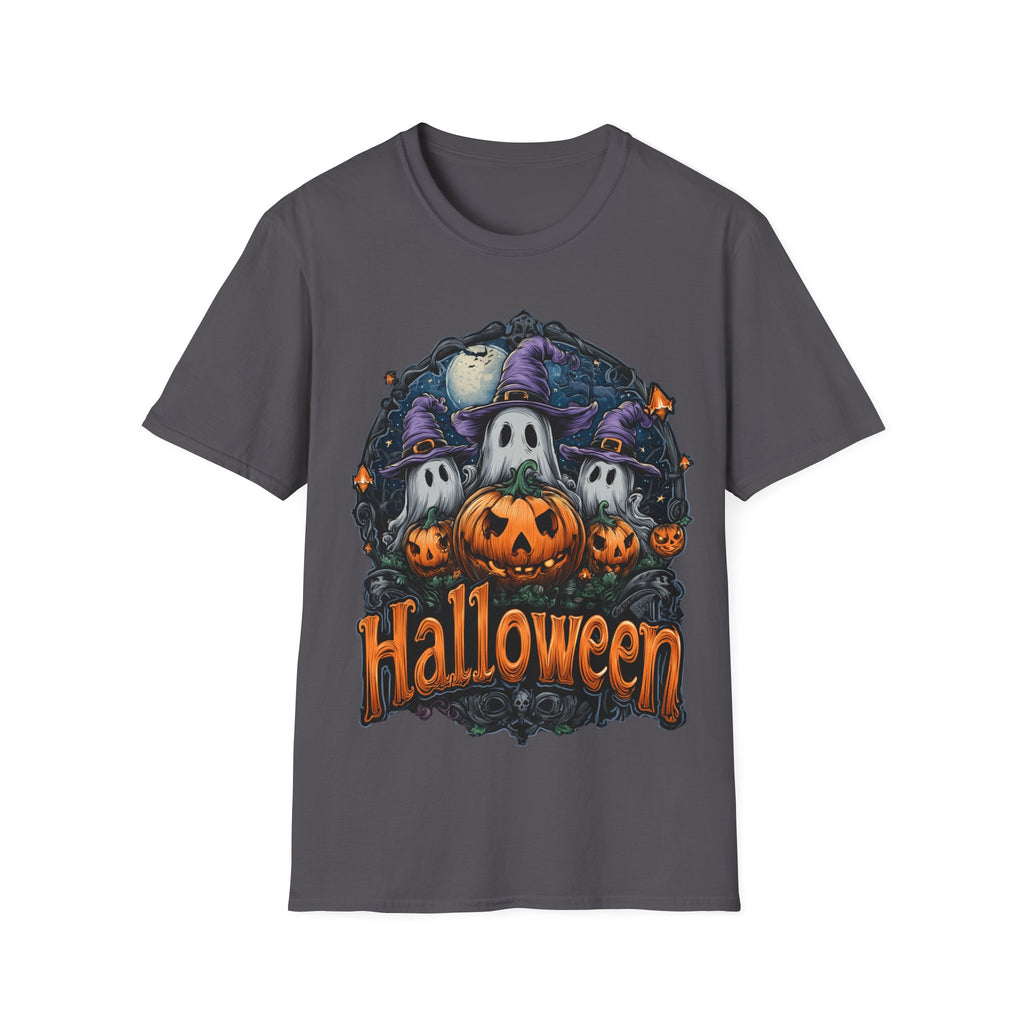 Halloween Shirt | Cute Ghost & Pumpkin T-Shirt | Witch Hat Graphic Tee | Spooky Season Outfit | Fall Party Top