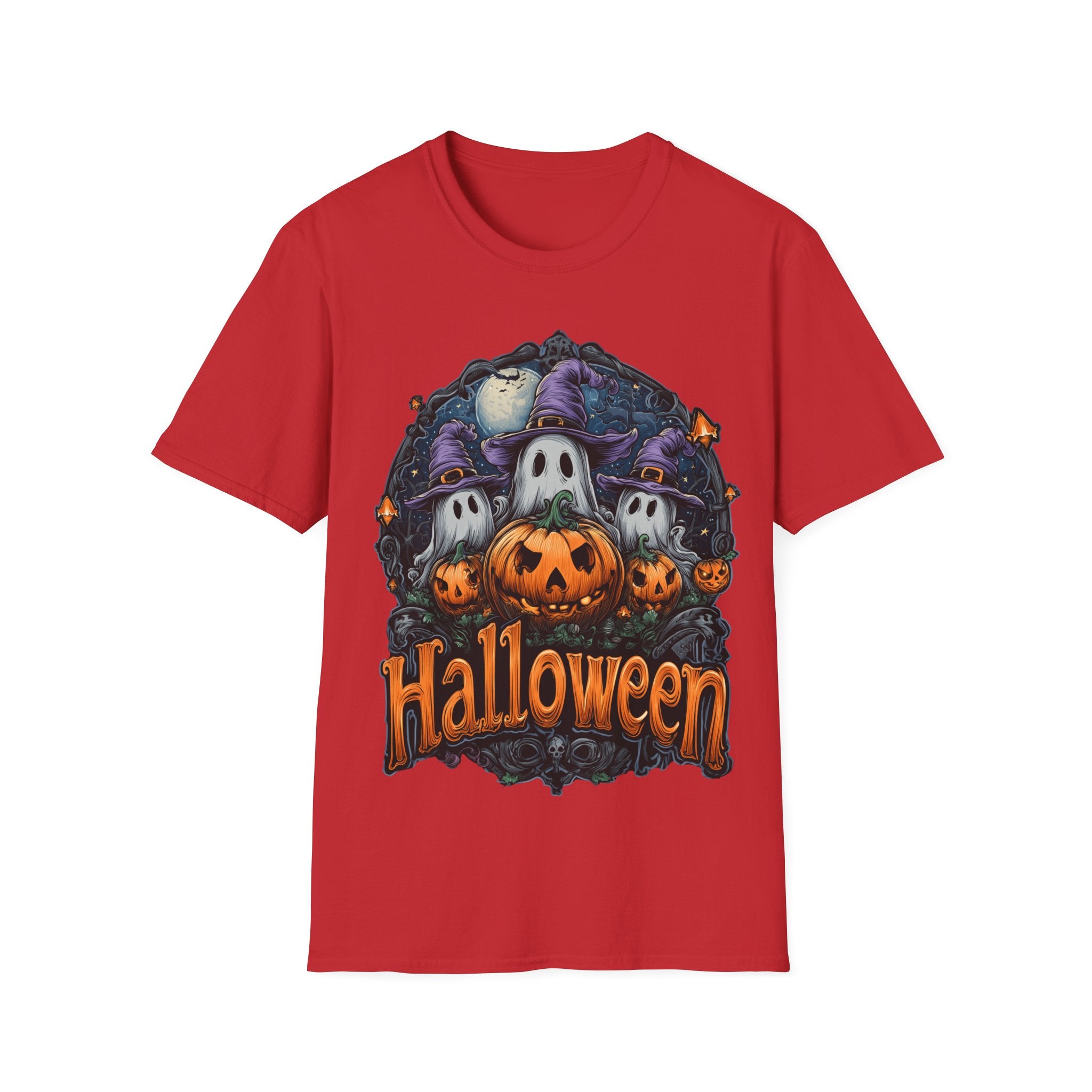 Halloween Shirt | Cute Ghost & Pumpkin T-Shirt | Witch Hat Graphic Tee | Spooky Season Outfit | Fall Party Top