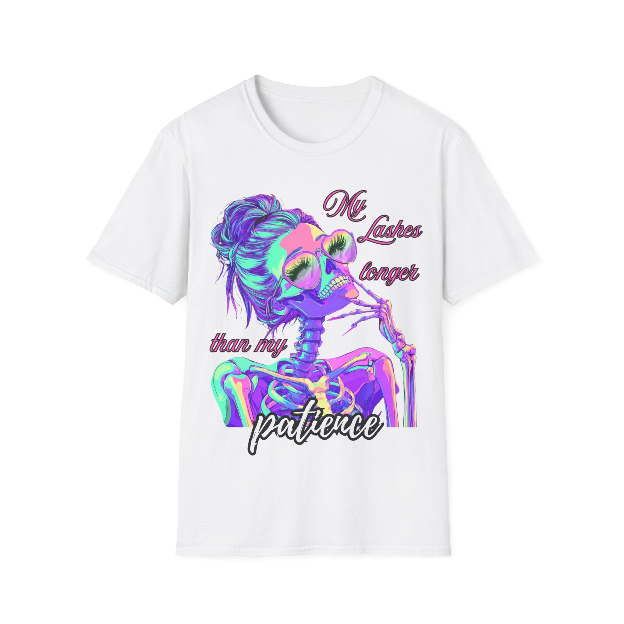 My Lashes Longer Than My Patience Shirt | Funny Makeup T-Shirt | Beauty Lover Graphic Tee | Lash Tech Gift | Sassy Quote Unisex Top