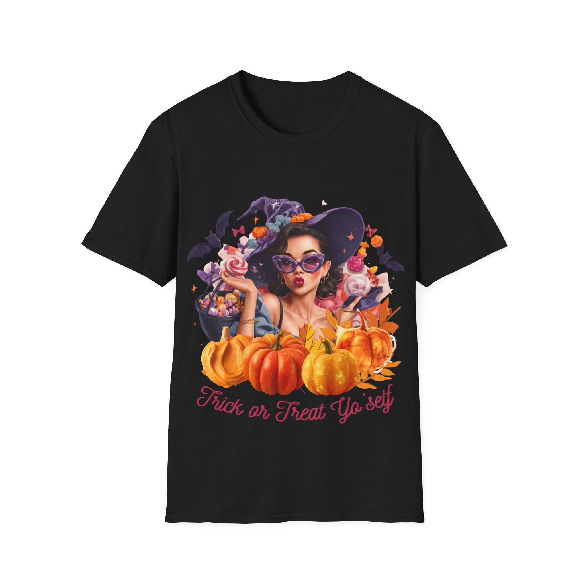 Halloween Aesthetic Witch Shirt – Retro Witch Candy Pumpkin – TeeSoftstyle T-Shirt
