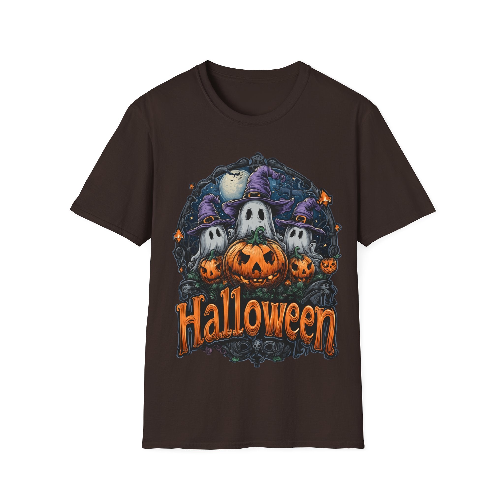 Halloween Shirt | Cute Ghost & Pumpkin T-Shirt | Witch Hat Graphic Tee | Spooky Season Outfit | Fall Party Top