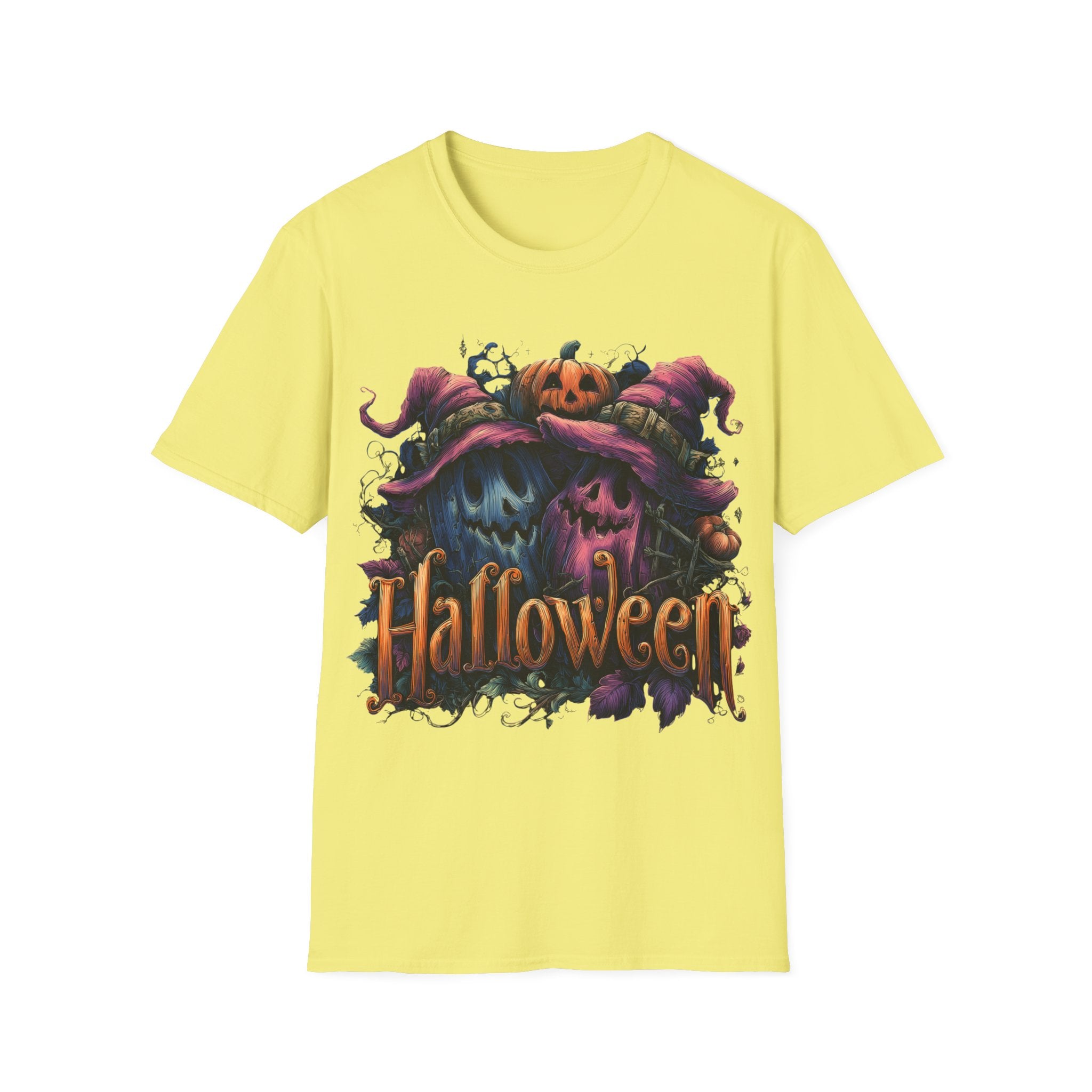 Whimsical Ghost Pumpkins Halloween Shirt – Cute Witch Hat Pumpkin Tee, Spooky Season Aesthetic Graphic Tee