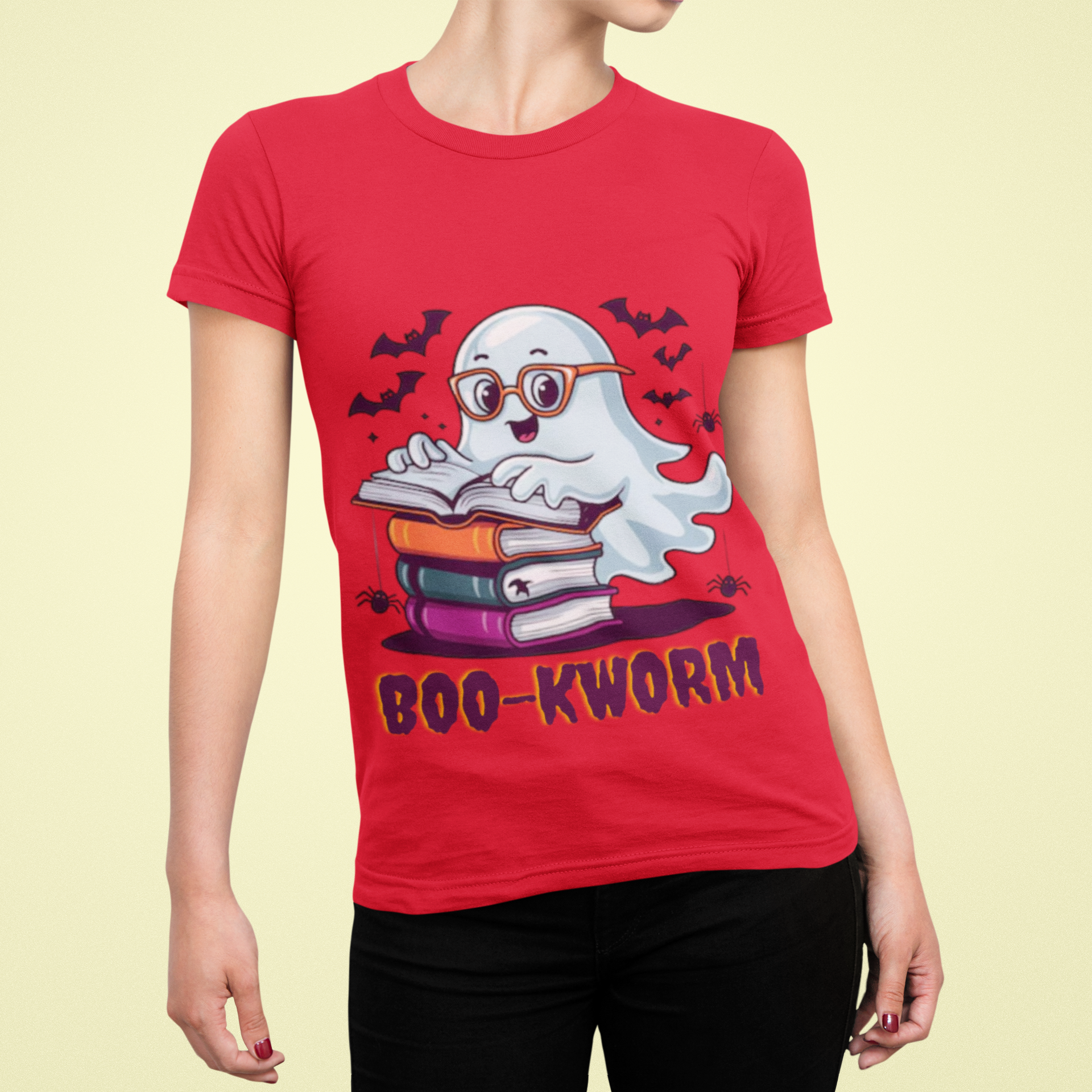 Boo-Kworm T-Shirt – Funny Halloween Book Lover Graphic Tee | Unisex Cotton Shirt