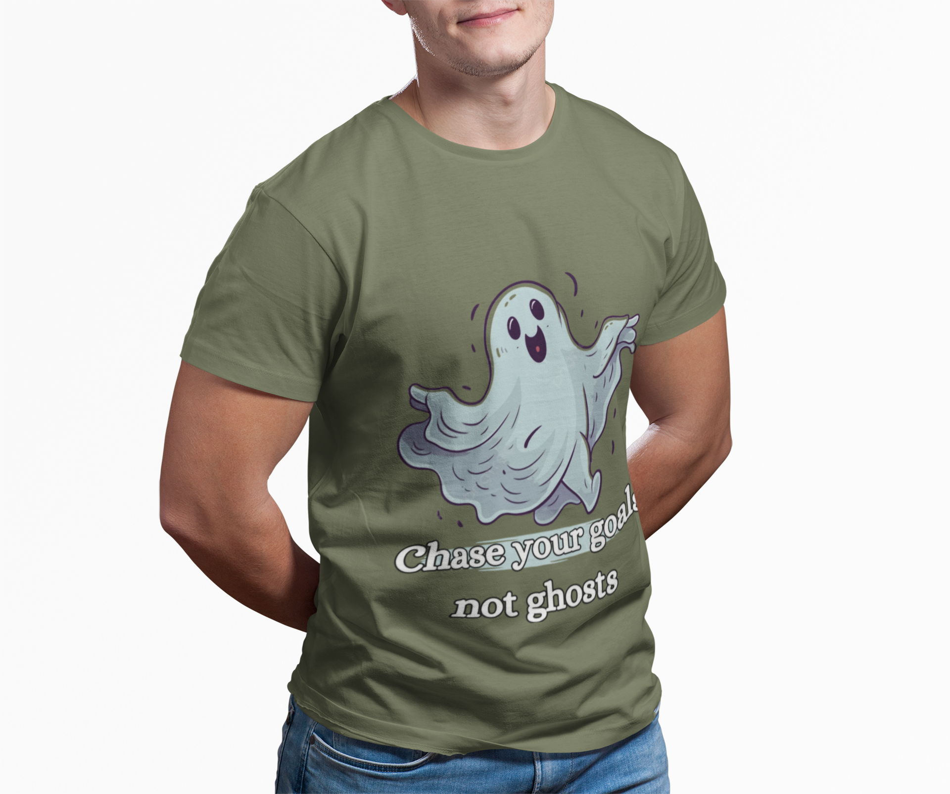 Chase Your Goals Not Ghosts Shirt – Funny Motivational Halloween Graphic Tee