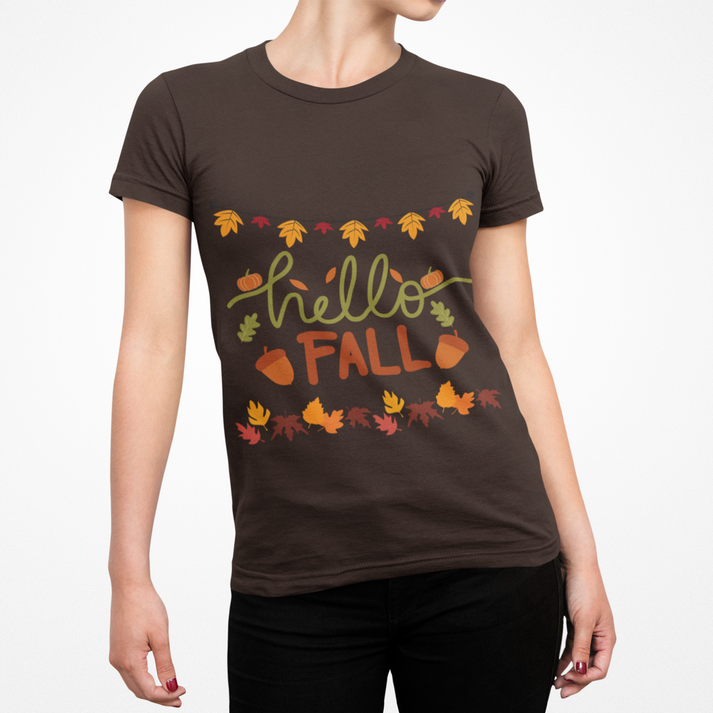 Hello Fall T-Shirt – Cute Autumn Graphic Tee | Cozy Pumpkin Season Unisex Shir