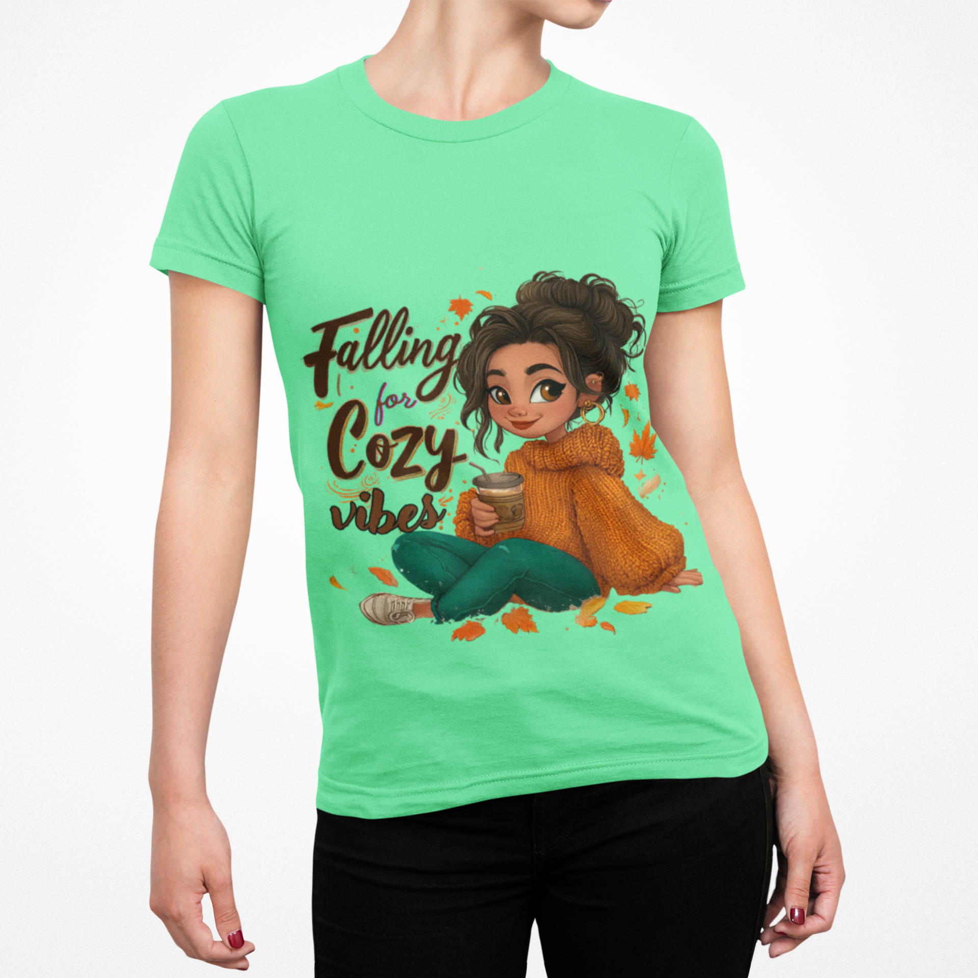 Falling Cozy Vibes Shirt | Cute Fall T-Shirt | Cozy Autumn Graphic Tee | Pumpkin Season Outfit | Unisex Top