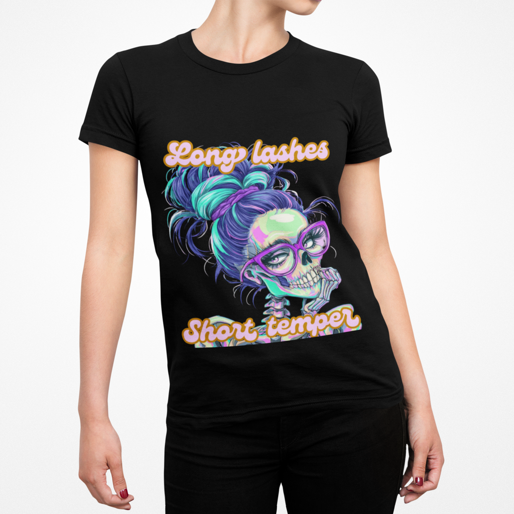 Long Lashes Short Temper Shirt | Funny Makeup T-Shirt | Sassy Beauty Graphic Tee | Lash Lover Gift | Unisex Top