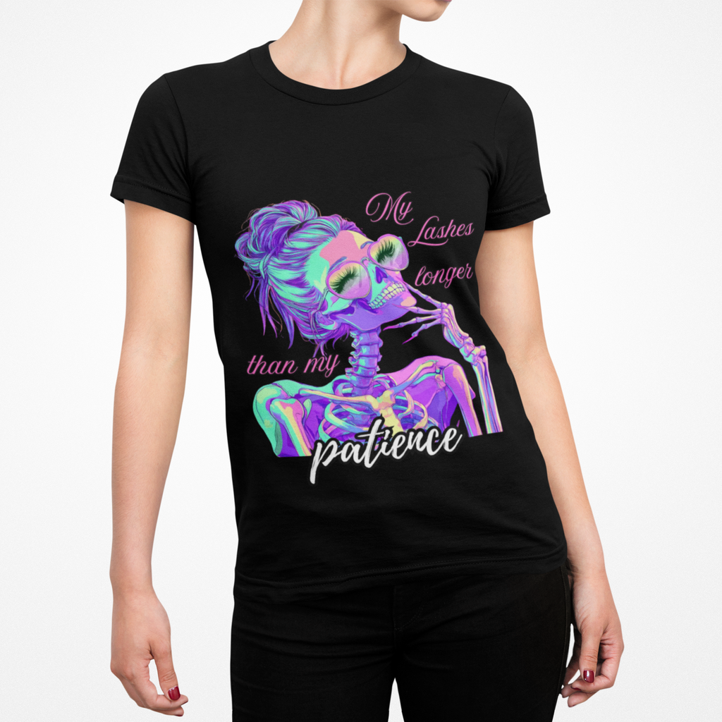 My Lashes Longer Than My Patience Shirt | Funny Makeup T-Shirt | Beauty Lover Graphic Tee | Lash Tech Gift | Sassy Quote Unisex Top