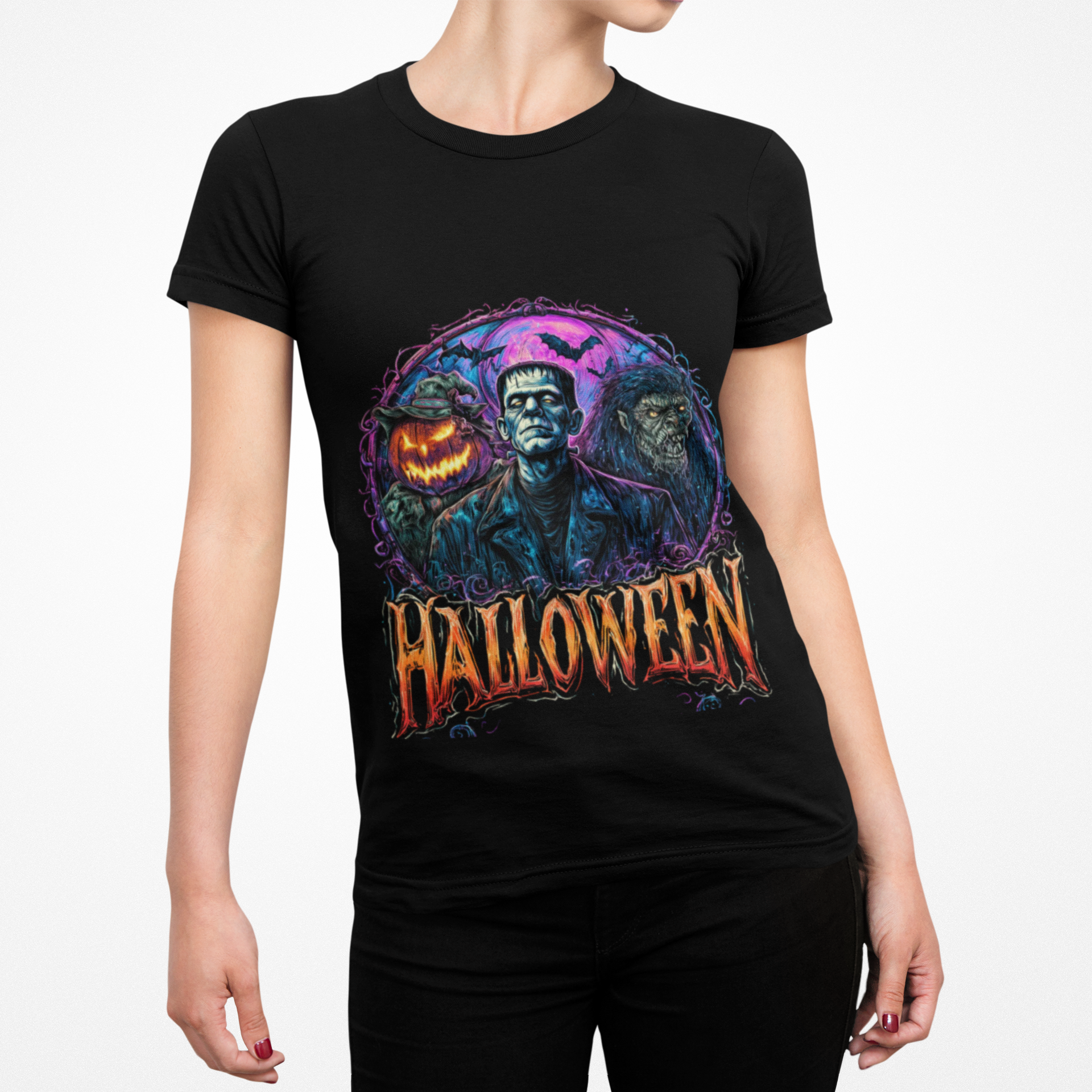 Frankenstein Scary Halloween Shirt – Ghosts, Pumpkins & Horror Graphic Tee