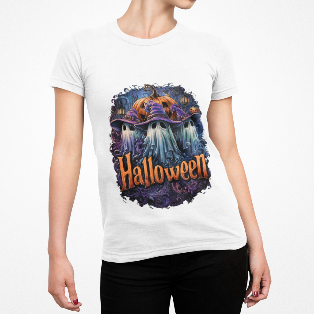 Witch Hat Ghosts Halloween Shirt – Spooky Pumpkin Ghost Tee, Cute Haunted Aesthetic Fall Graphic Tee