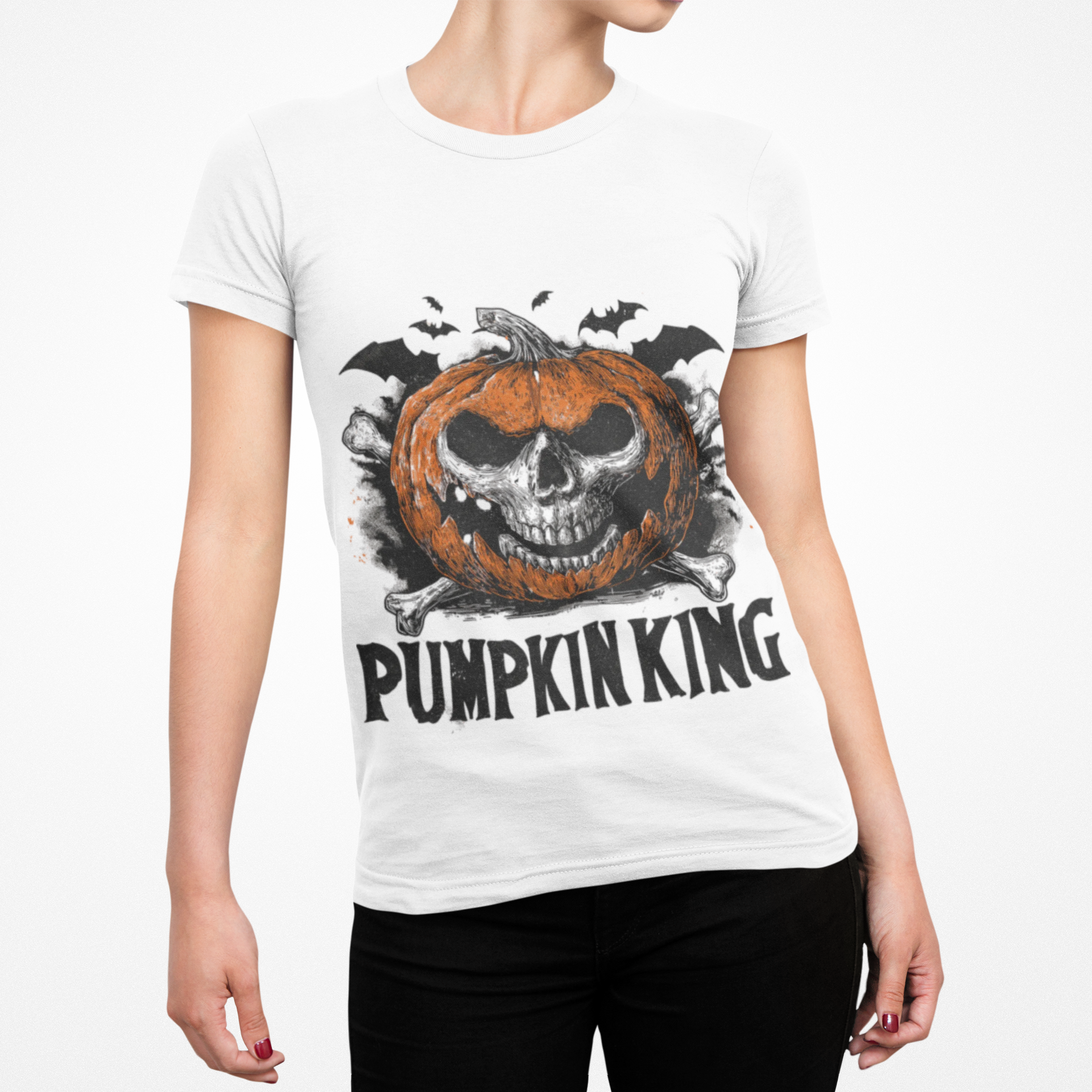 Pumpkin King Halloween Shirt – Gothic Skull Pumpkin Tee, Spooky Skeleton Jack O’Lantern Graphic Shirt