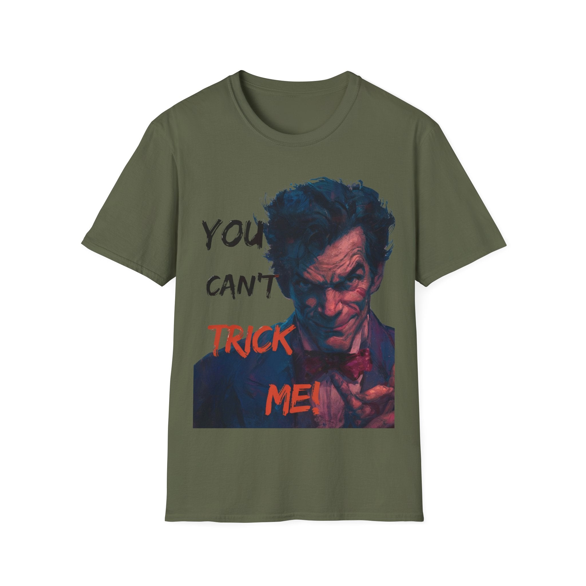 Halloween Graphic T-Shirt – Unisex Softstyle T-Shirt - “You Can’t Trick Me”.