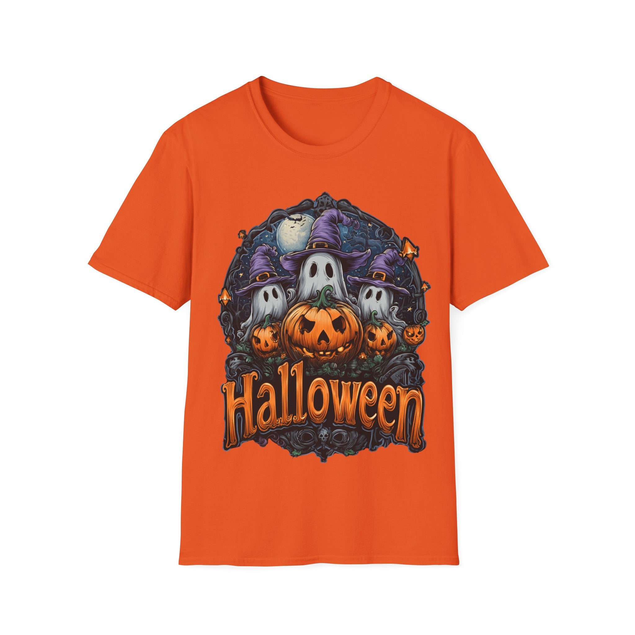 Halloween Shirt | Cute Ghost & Pumpkin T-Shirt | Witch Hat Graphic Tee | Spooky Season Outfit | Fall Party Top