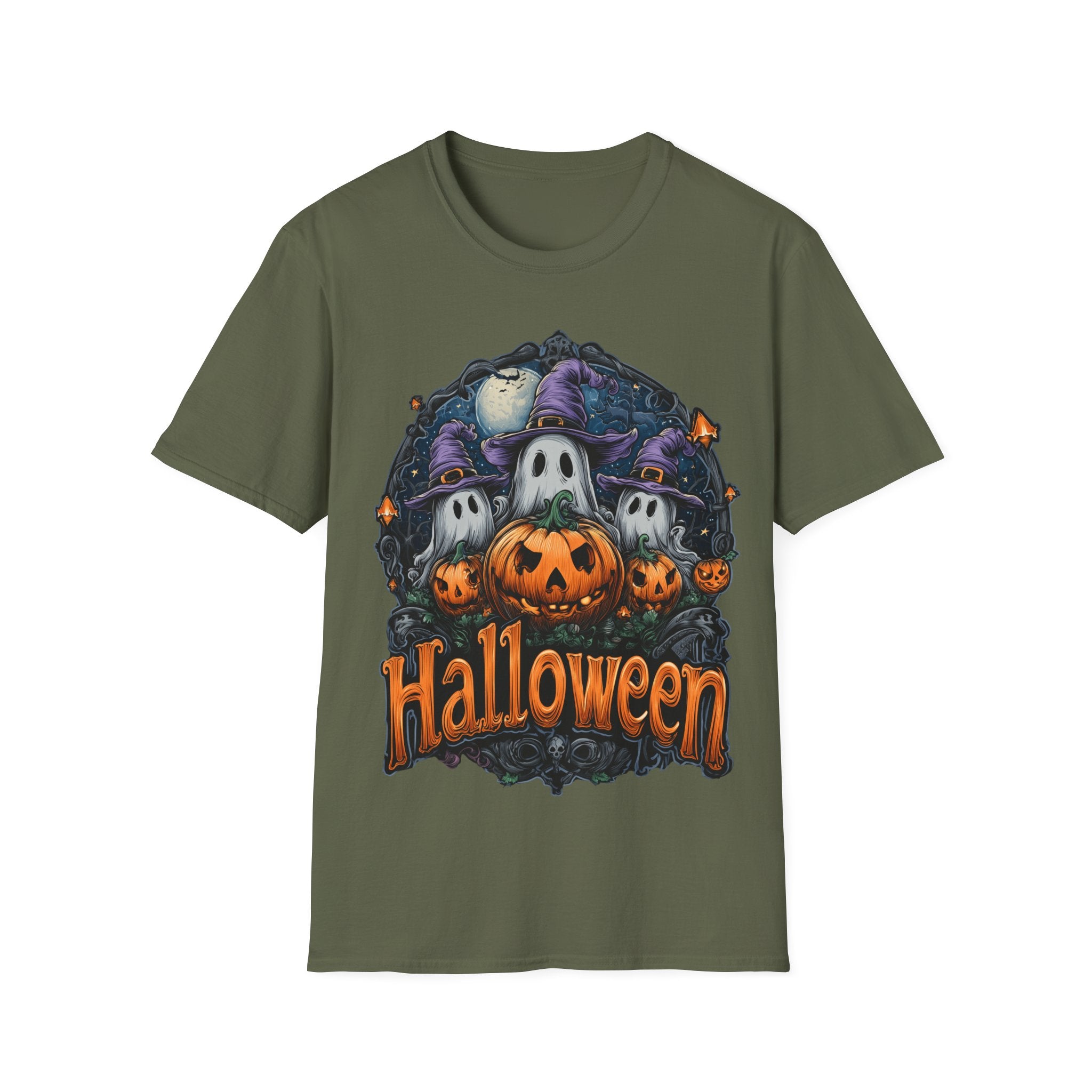 Halloween Shirt | Cute Ghost & Pumpkin T-Shirt | Witch Hat Graphic Tee | Spooky Season Outfit | Fall Party Top