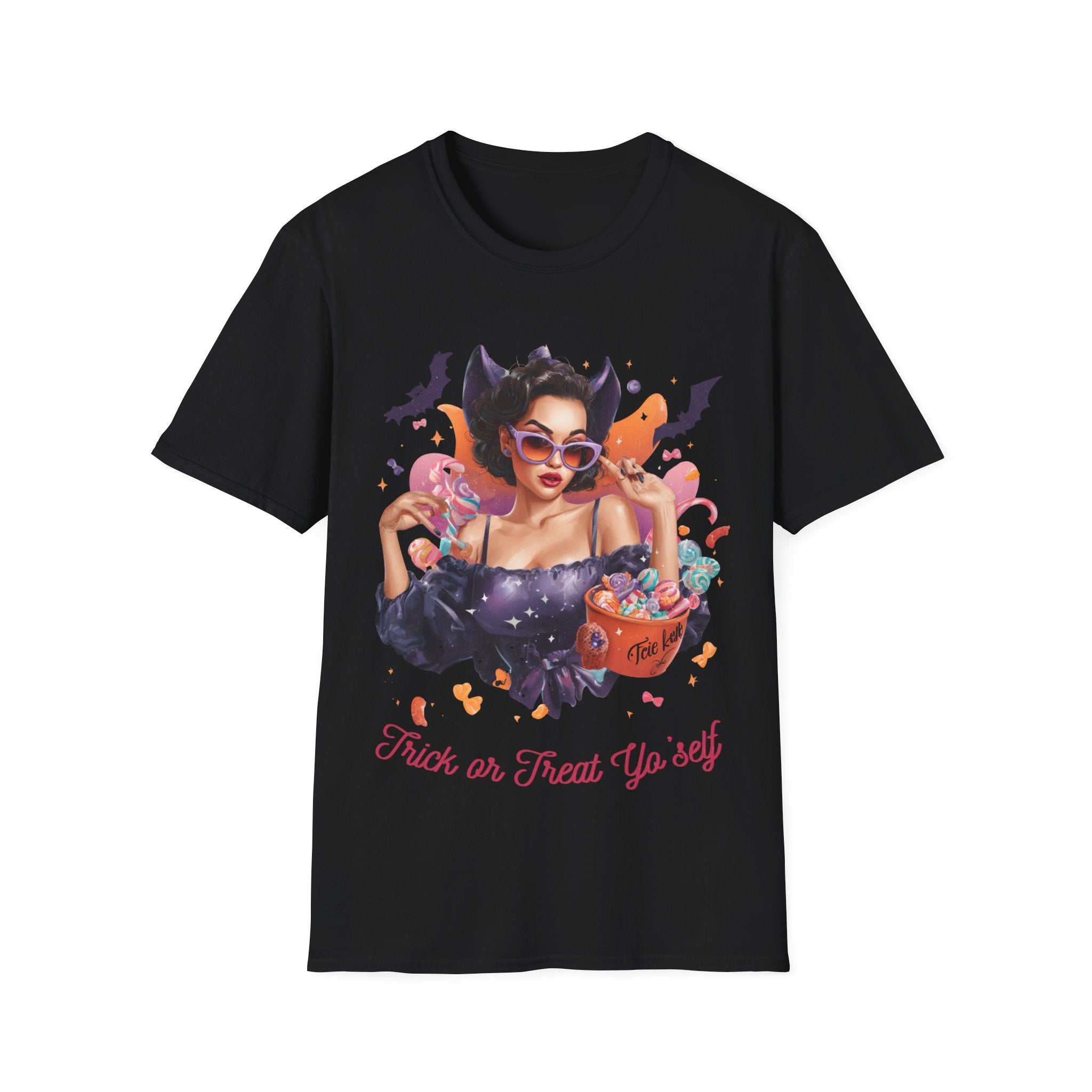 Trick or Treat Ya' Self Graphic Shirt - Witch Aesthetic Shirt – Trendy Halloween Shirt – Unisex Softstyle T-Shirt