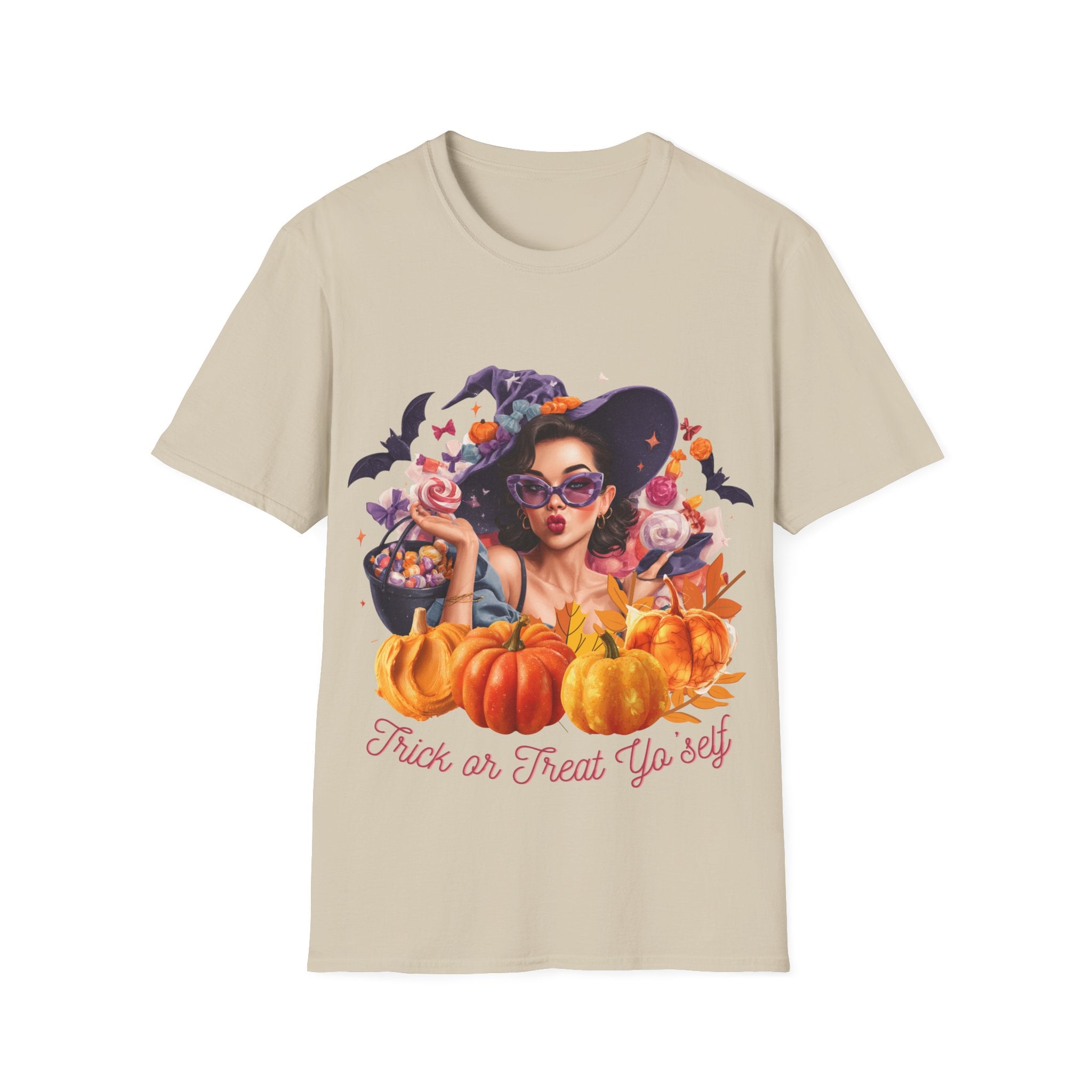 Halloween Aesthetic Witch Shirt – Retro Witch Candy Pumpkin – TeeSoftstyle T-Shirt