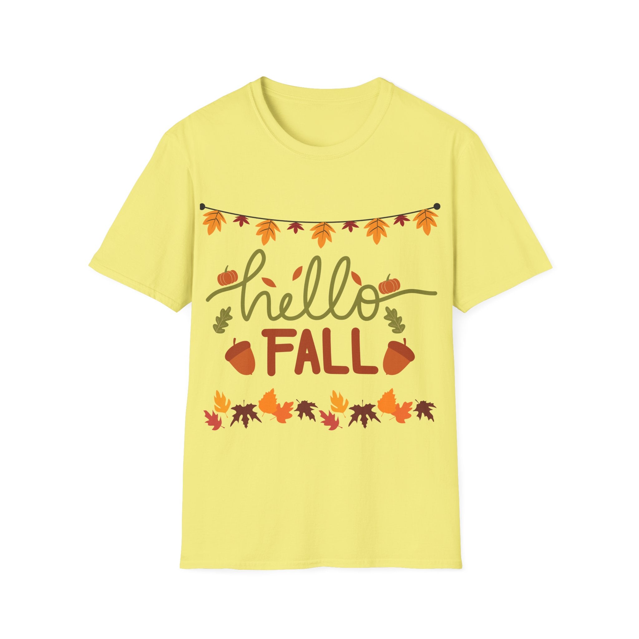 Hello Fall T-Shirt – Cute Autumn Graphic Tee | Cozy Pumpkin Season Unisex Shir