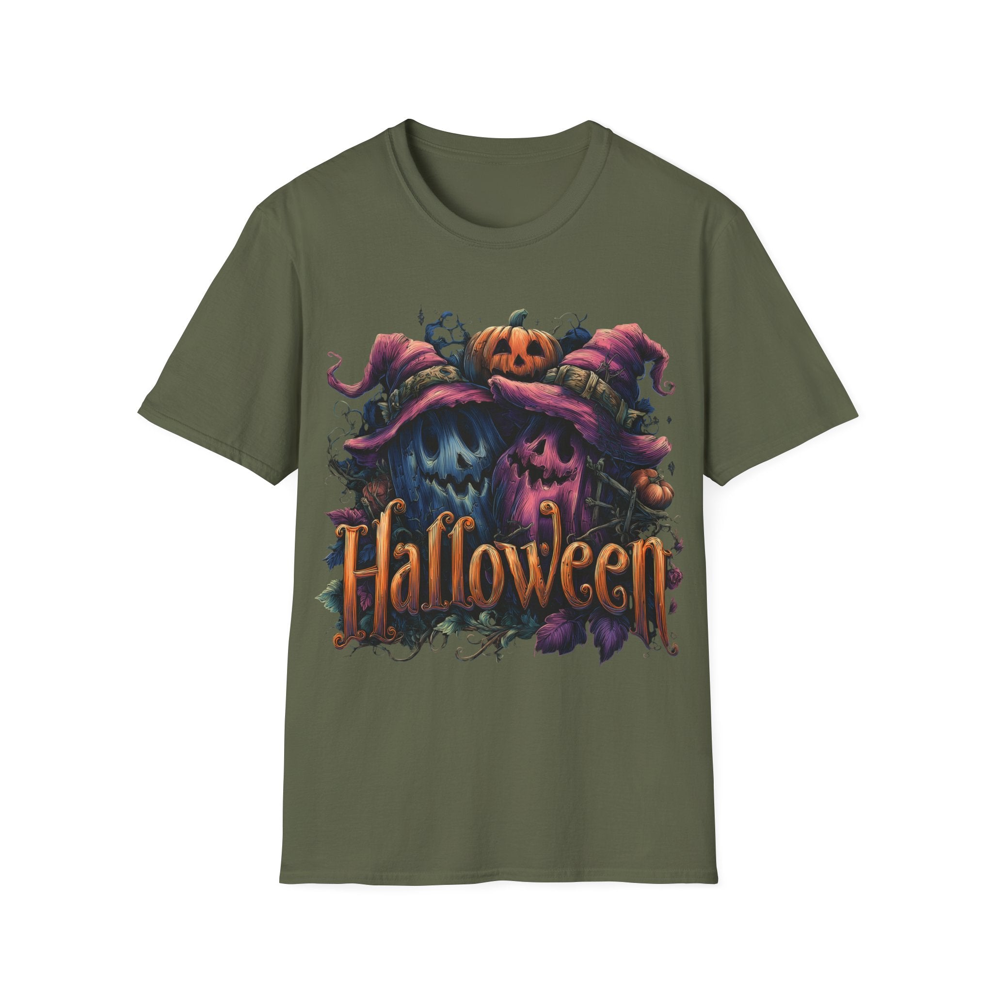 Whimsical Ghost Pumpkins Halloween Shirt – Cute Witch Hat Pumpkin Tee, Spooky Season Aesthetic Graphic Tee