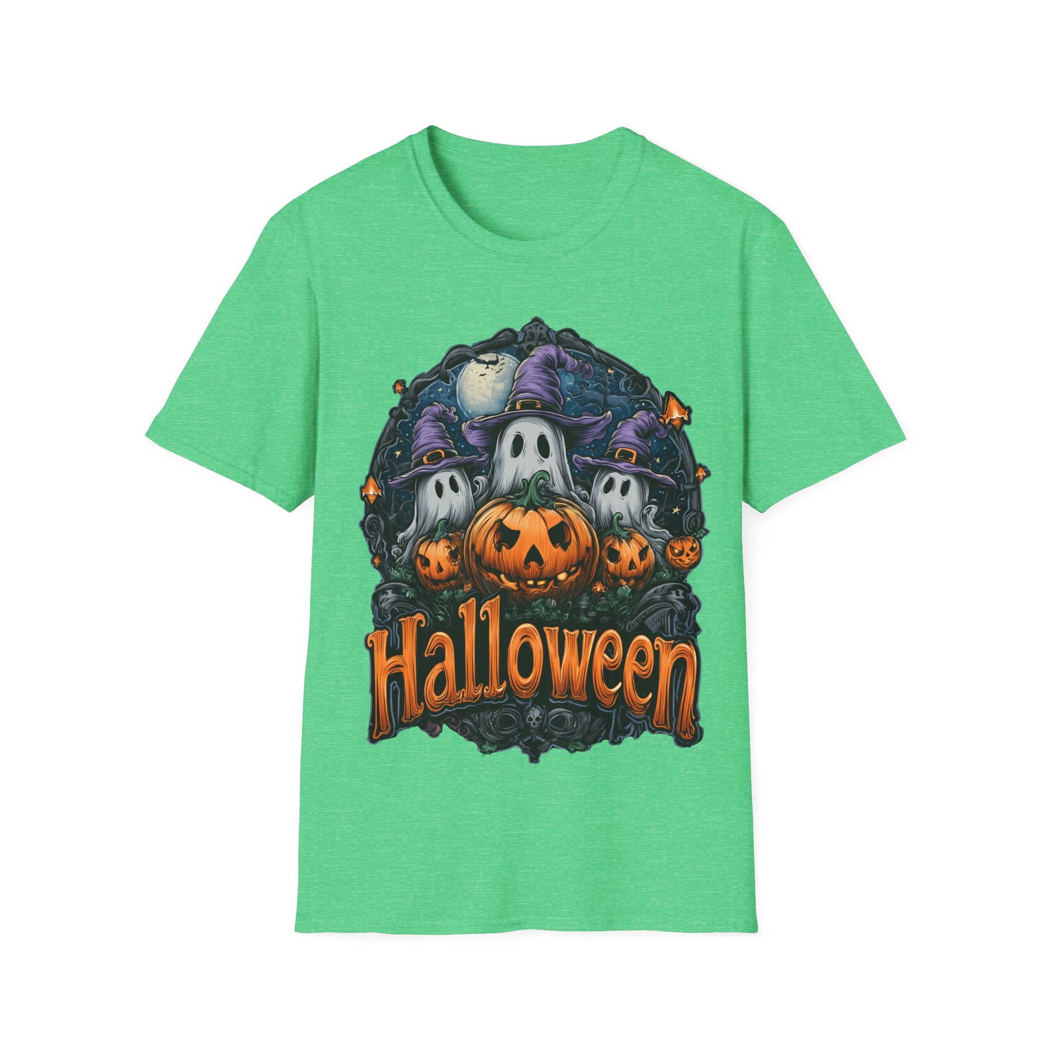 Halloween Shirt | Cute Ghost & Pumpkin T-Shirt | Witch Hat Graphic Tee | Spooky Season Outfit | Fall Party Top