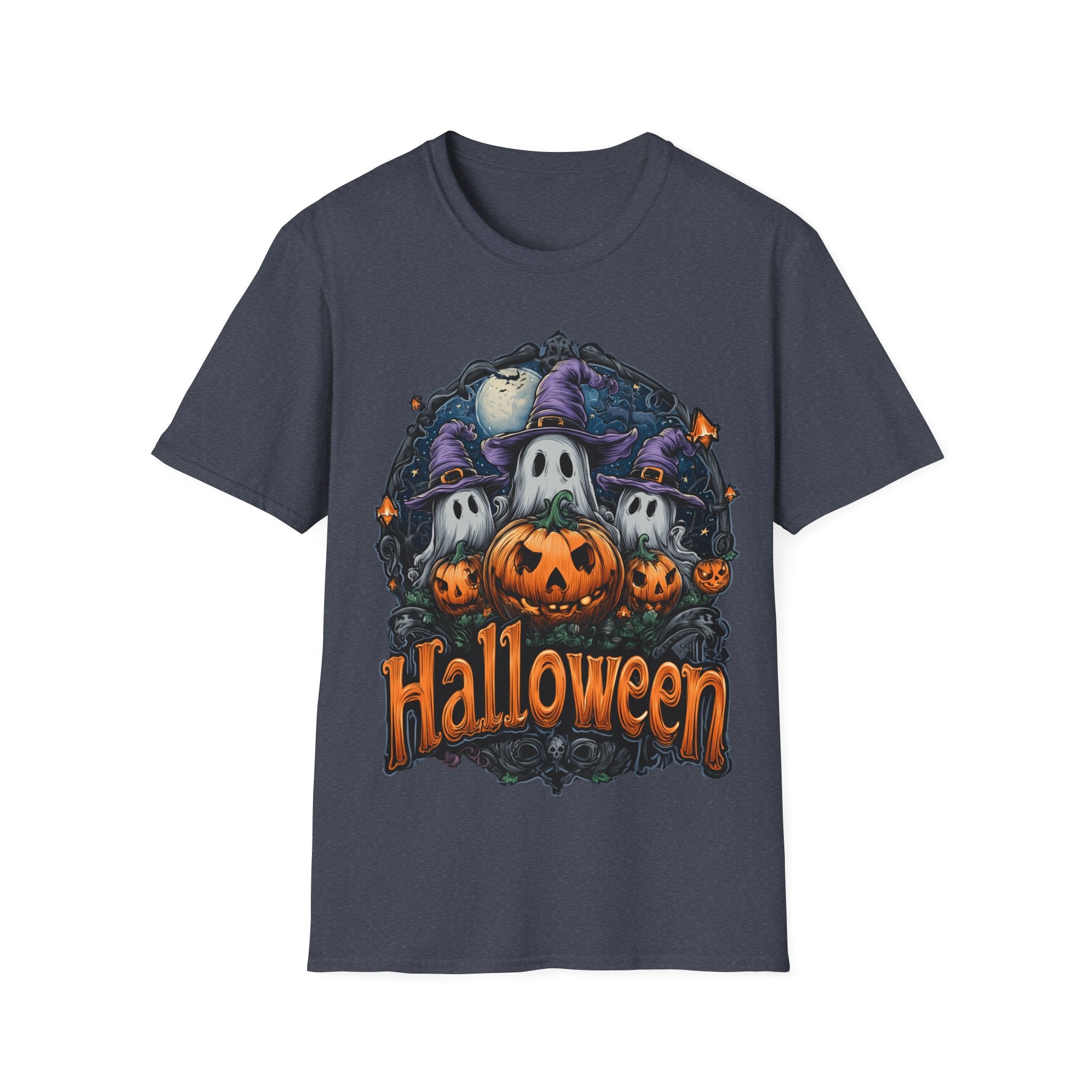 Halloween Shirt | Cute Ghost & Pumpkin T-Shirt | Witch Hat Graphic Tee | Spooky Season Outfit | Fall Party Top