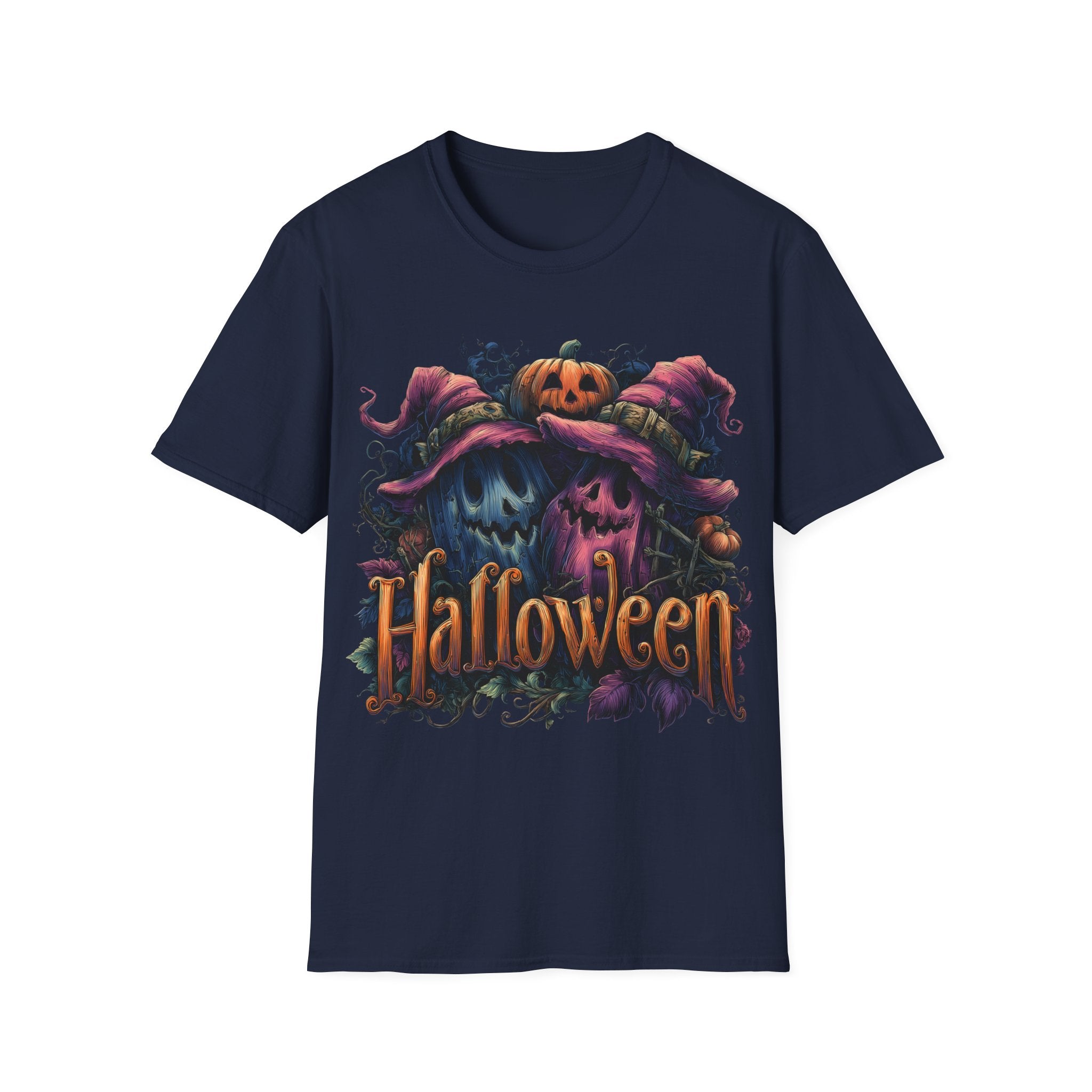 Whimsical Ghost Pumpkins Halloween Shirt – Cute Witch Hat Pumpkin Tee, Spooky Season Aesthetic Graphic Tee