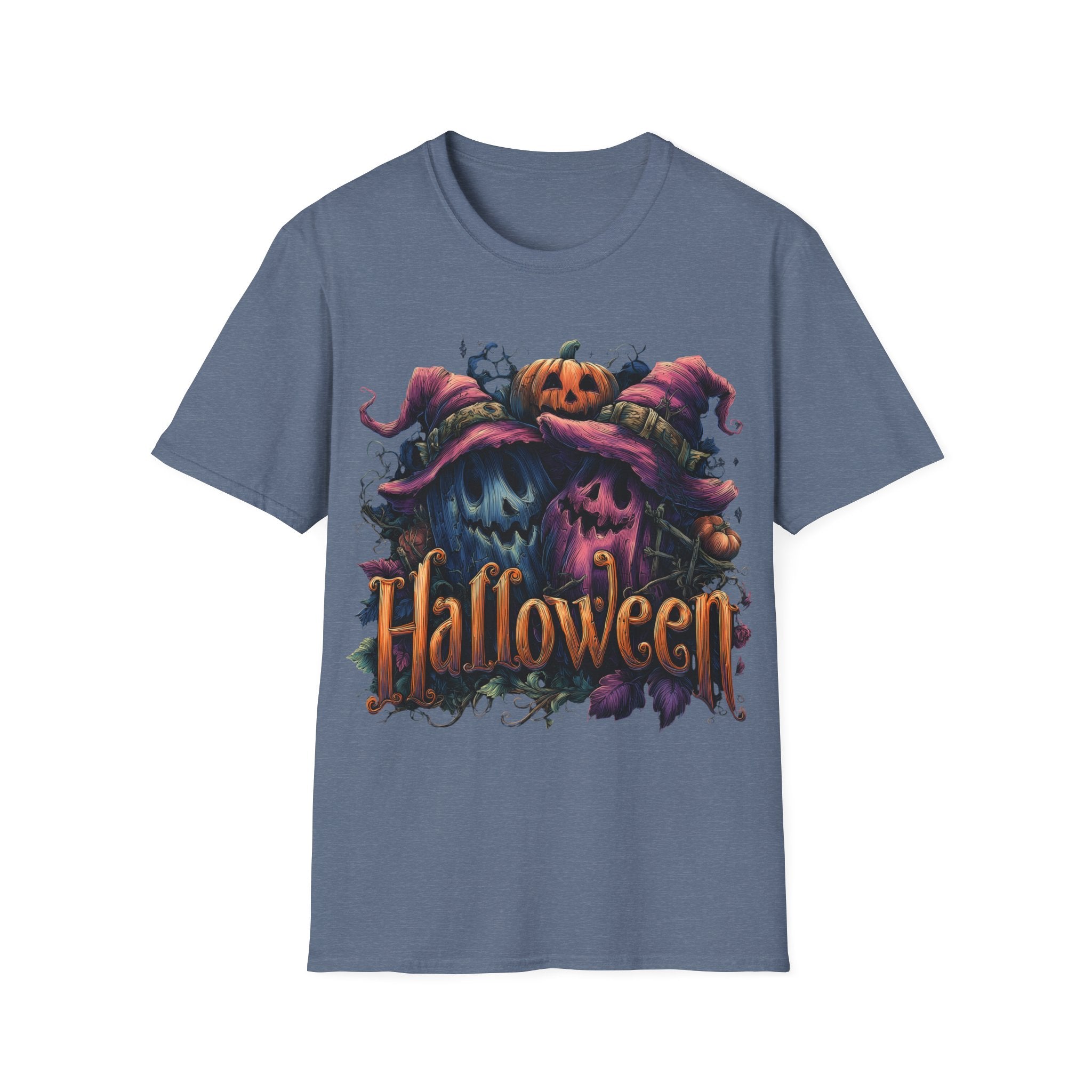 Whimsical Ghost Pumpkins Halloween Shirt – Cute Witch Hat Pumpkin Tee, Spooky Season Aesthetic Graphic Tee