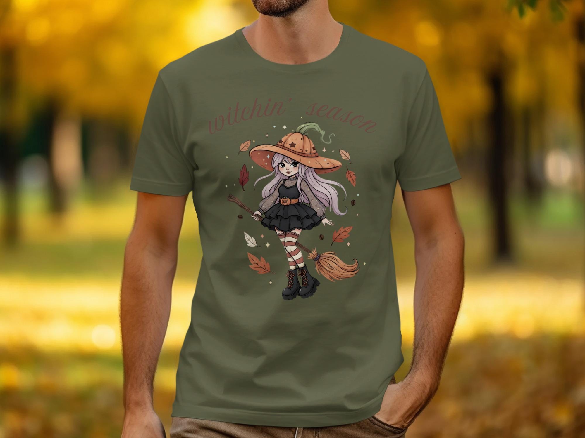 Witchin Season Halloween Shirt, Cute Witch Graphic Tee, Fall Autumn Shirt, Spooky Halloween T-shirt, Seasonal Witchy Shirt