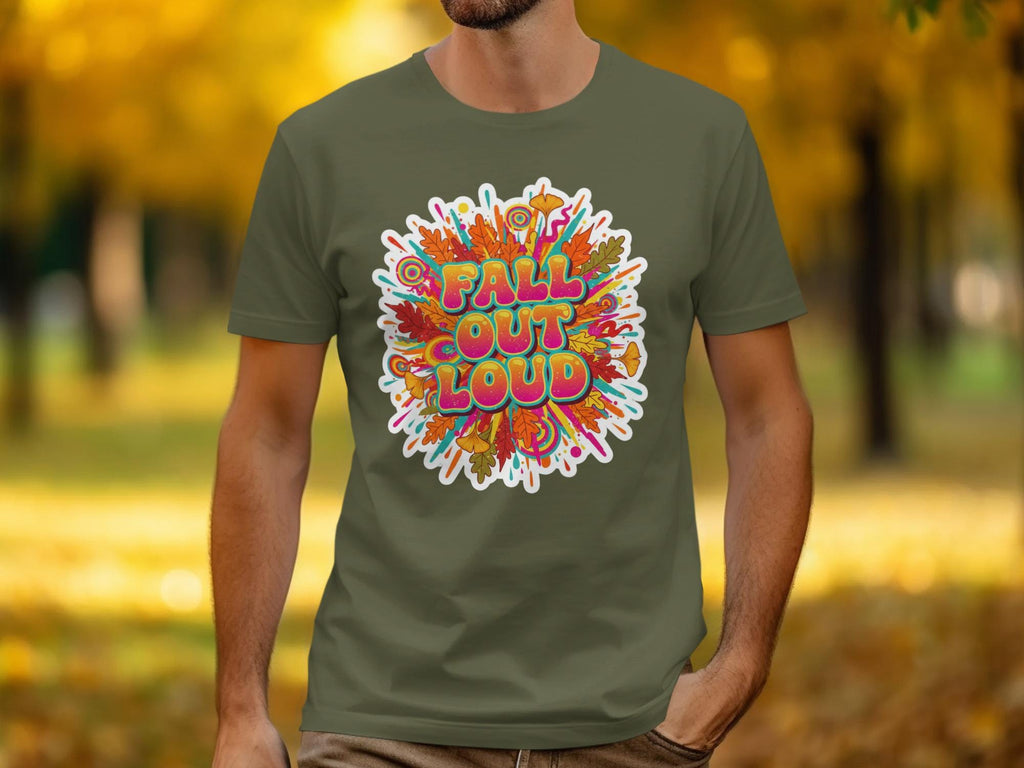 Fall Out Loud Graphic Tee, Autumn T-Shirt, Funny Fall Shirt, Colorful Fall Season Tee, Fall Vibes Shirt, Leaf Pile Graphic