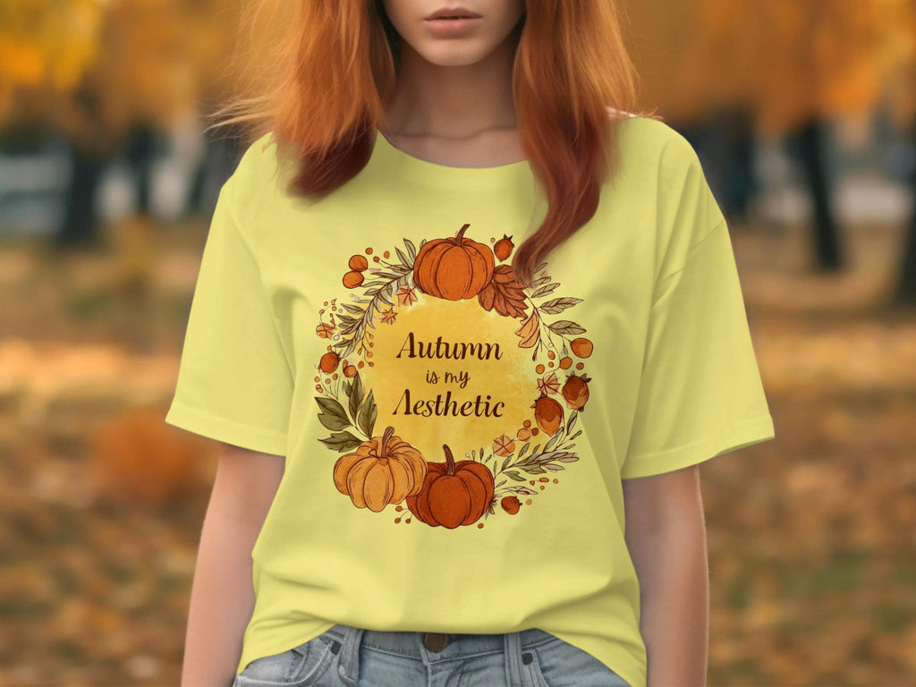 Autumn is My Aesthetic Shirt, Fall Pumpkin T-Shirt, Cute Autumn Graphic Tee, Thanksgiving Shirt, Cozy Fall Apparel, Harvest Shirt