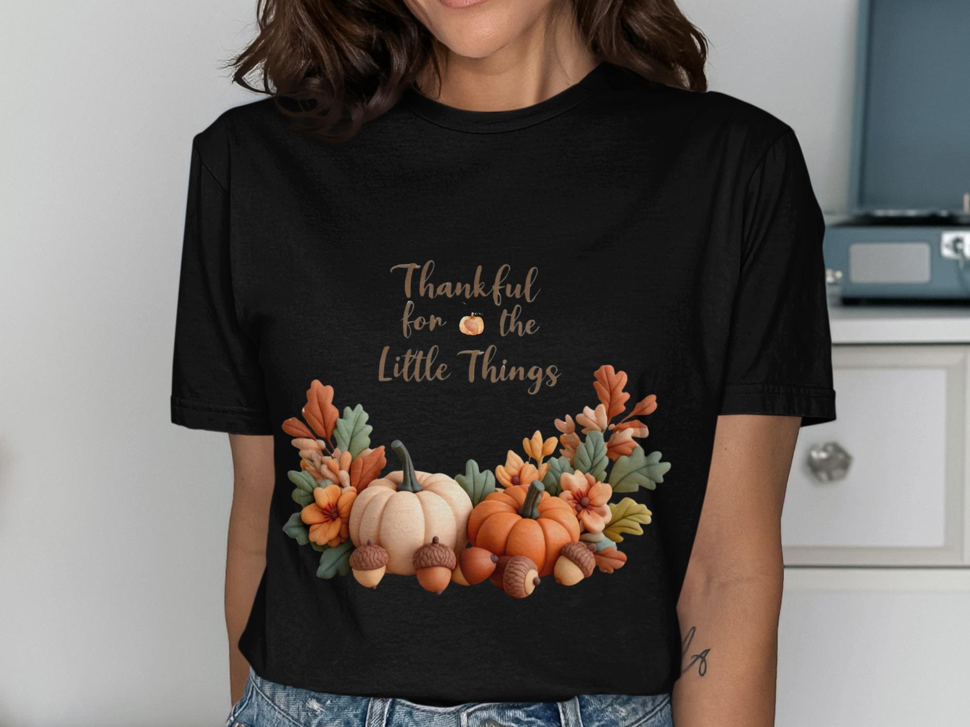 Fall Thanksgiving Shirt, Thankful for the Little Things Tee, Autumn Pumpkin T-Shirt, Cute Thanksgiving Outfit, Fall Festival Top