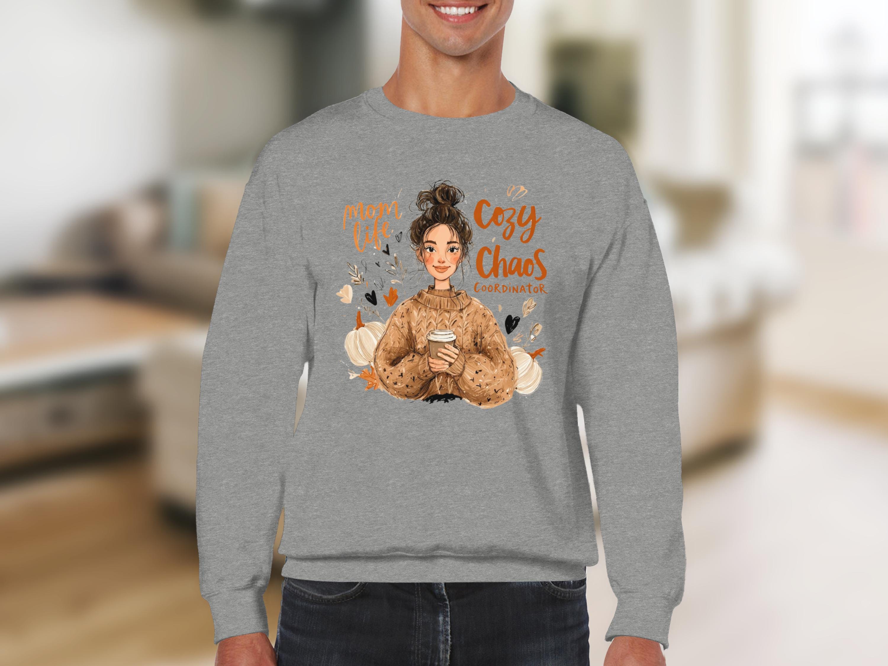 Cozy Chaos Sweatshirt, Funny Graphic Sweatshirt, Cute Coffee Lover Shirt, Mom Life Shirt, Casual Fall Sweater, Comfortable Pullover