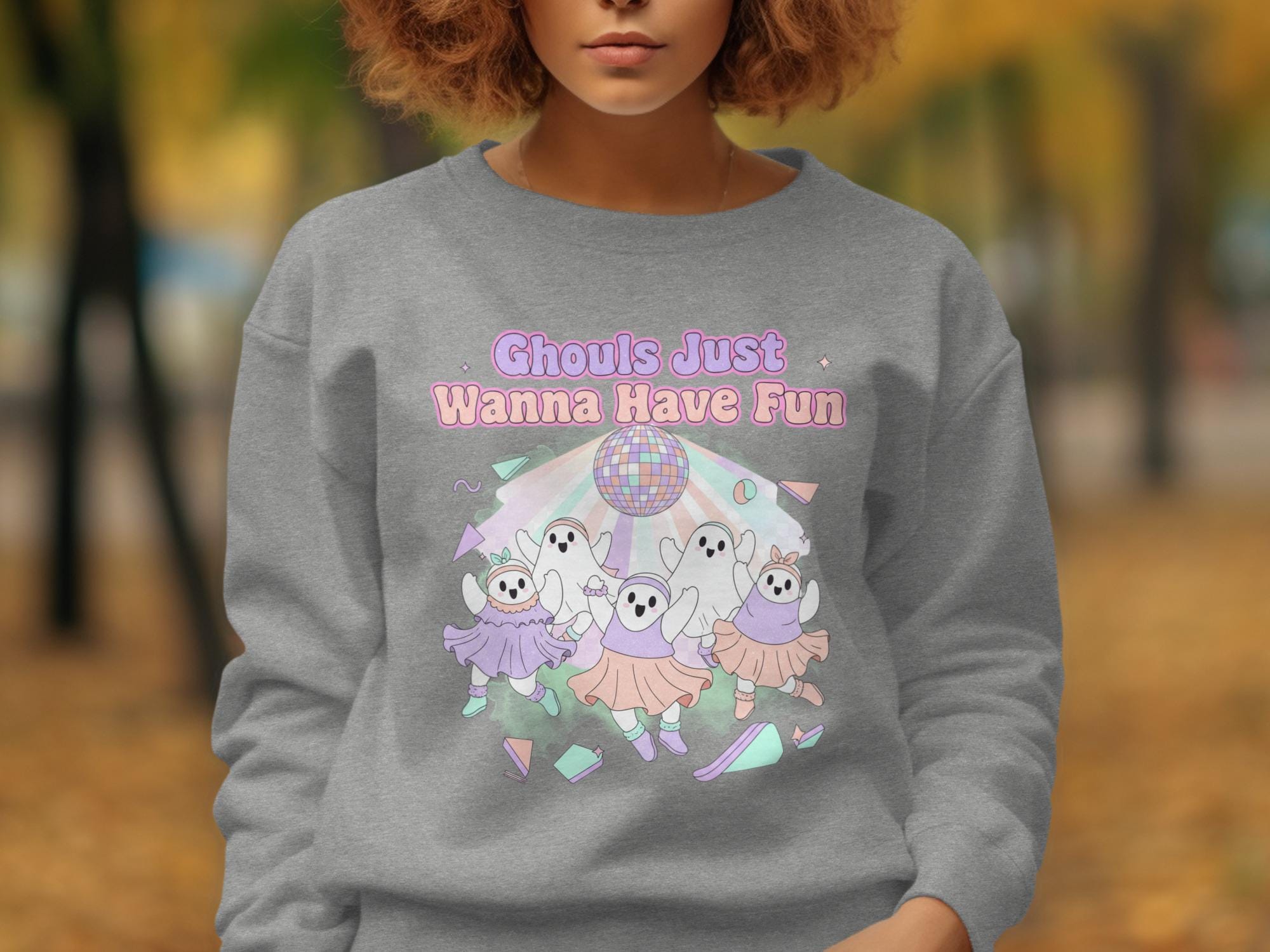 Ghouls Just Wanna Have Fun sweatshirt, Halloween ghost dancing sweatshirt, Retro Halloween sweater, Cute ghost crewneck