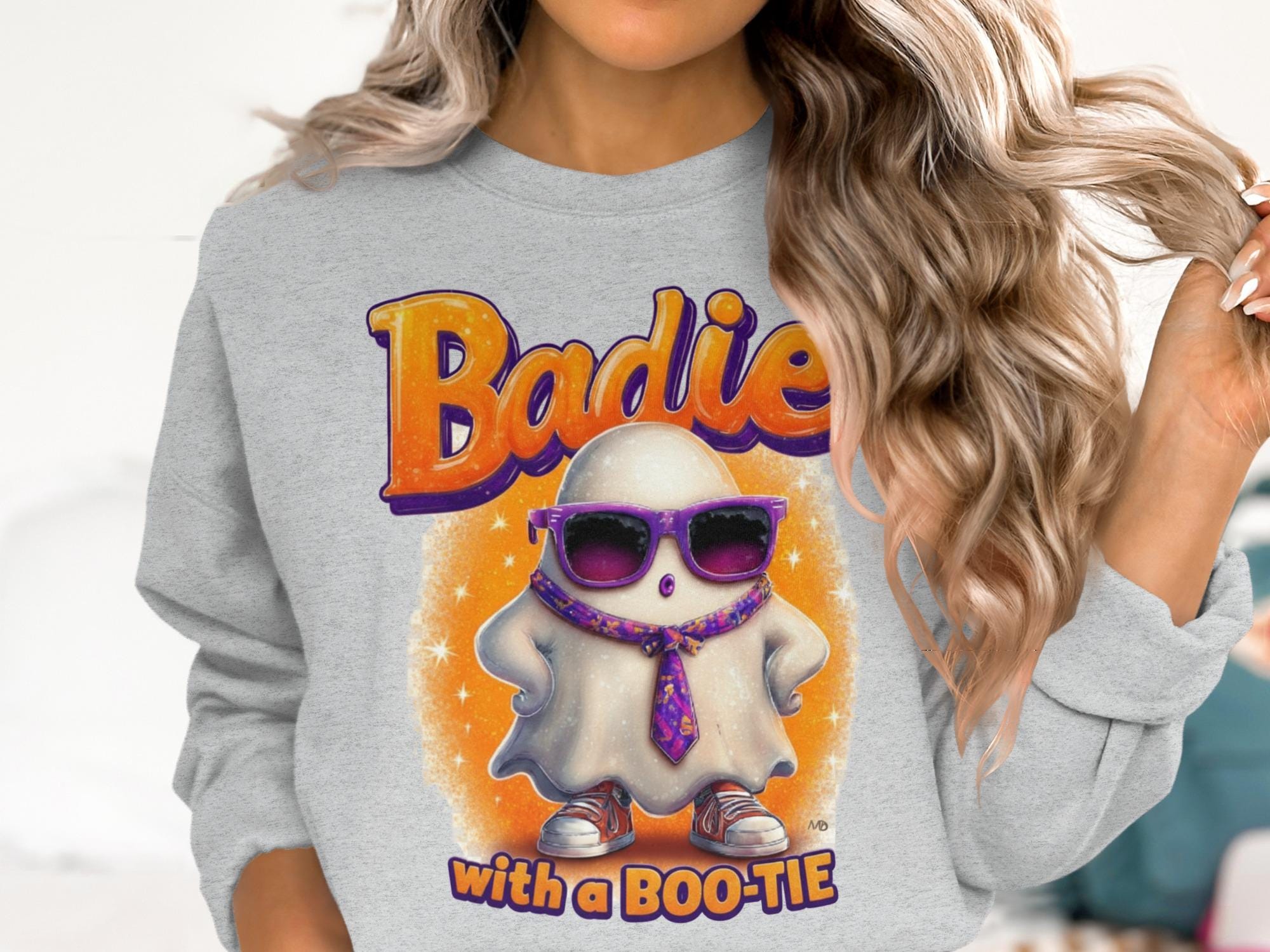 Badie with a Boo-Tie Shirt, Halloween Ghost Sweatshirt, Spooky Season Crewneck, Cute Ghostie Top, Fun Fall Sweater