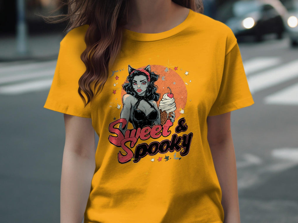 Sweet and Spooky T-Shirt, Cute Halloween Tee, Women&#39;s Graphic Top, Vintage Style Shirt, Fun Casual Wear, Halloween Party Outfit