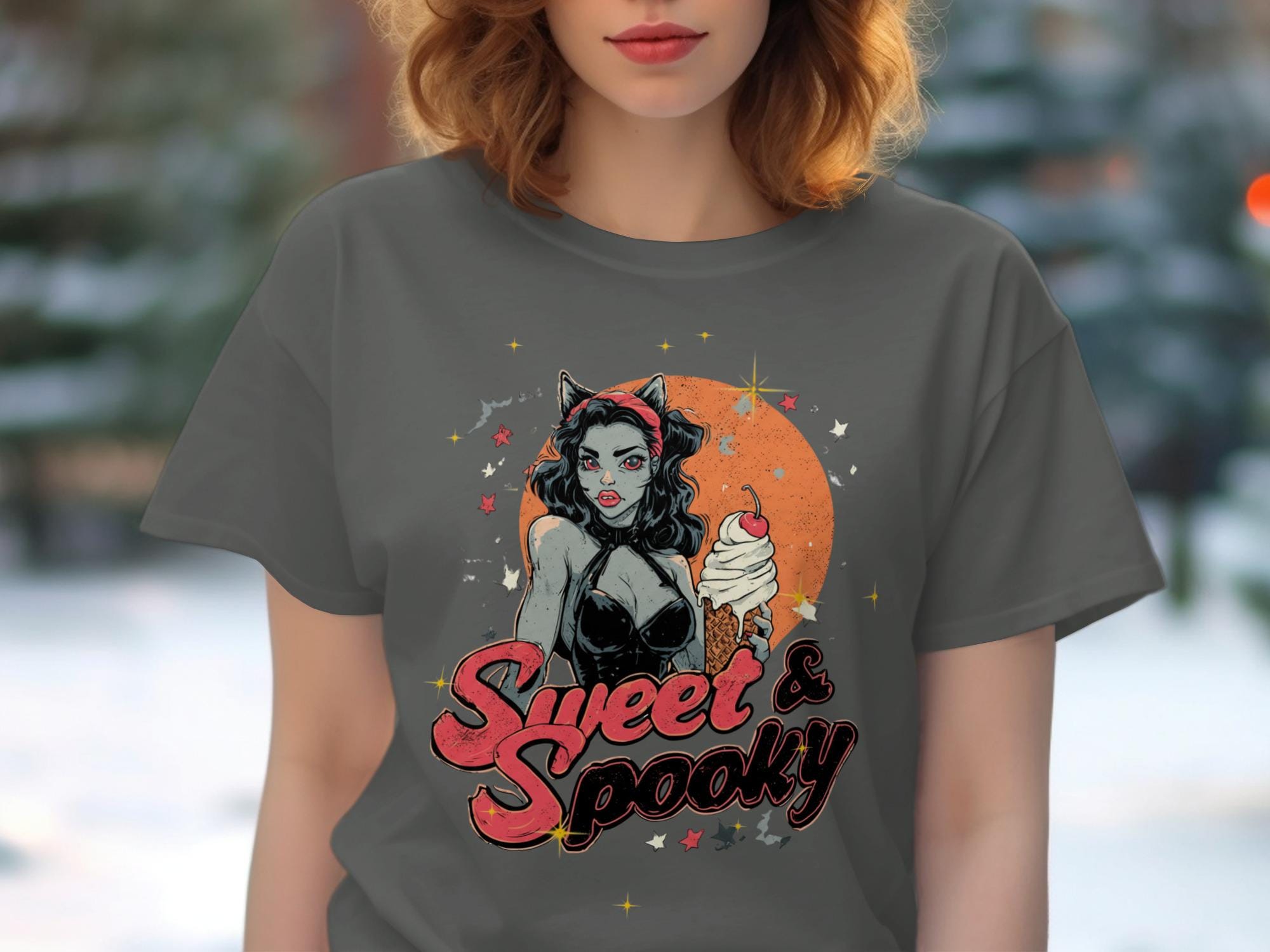 Sweet and Spooky Graphic Tee, Cute Halloween T-Shirt, Vintage Style Halloween Shirt, Retro Halloween Outfit