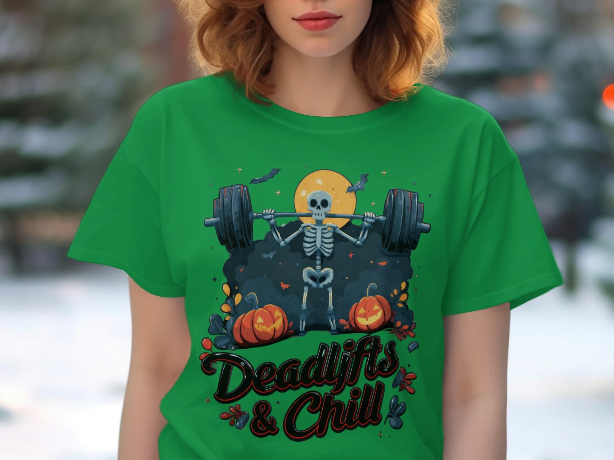 Deadlifts and Chill T-Shirt, Weightlifting Halloween Shirt, Skeleton Gym Tee, Funny Workout Shirt, Fitness Gift for Him or Her