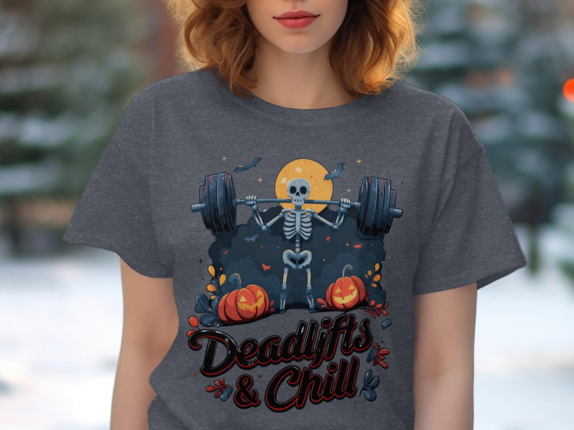 Deadlifts and Chill Shirt, Halloween Workout Shirt, Skeleton Weightlifting T-Shirt, Funny Fitness Tee, Gym Lover Gift
