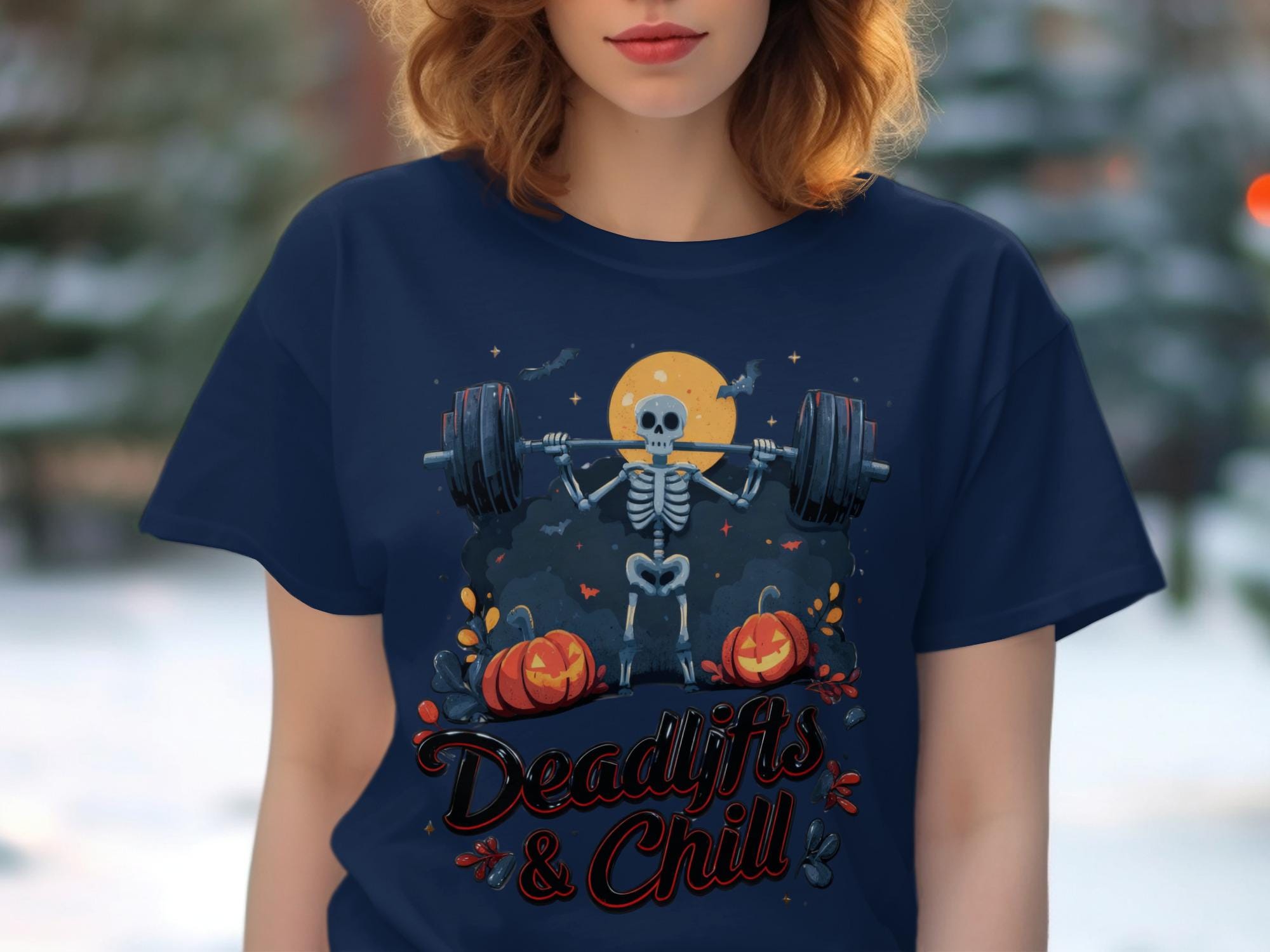 Deadlifts and Chill T-Shirt, Funny Halloween Skeleton Gym Shirt, Workout Weightlifting Tee, Fitness Enthusiast Gift