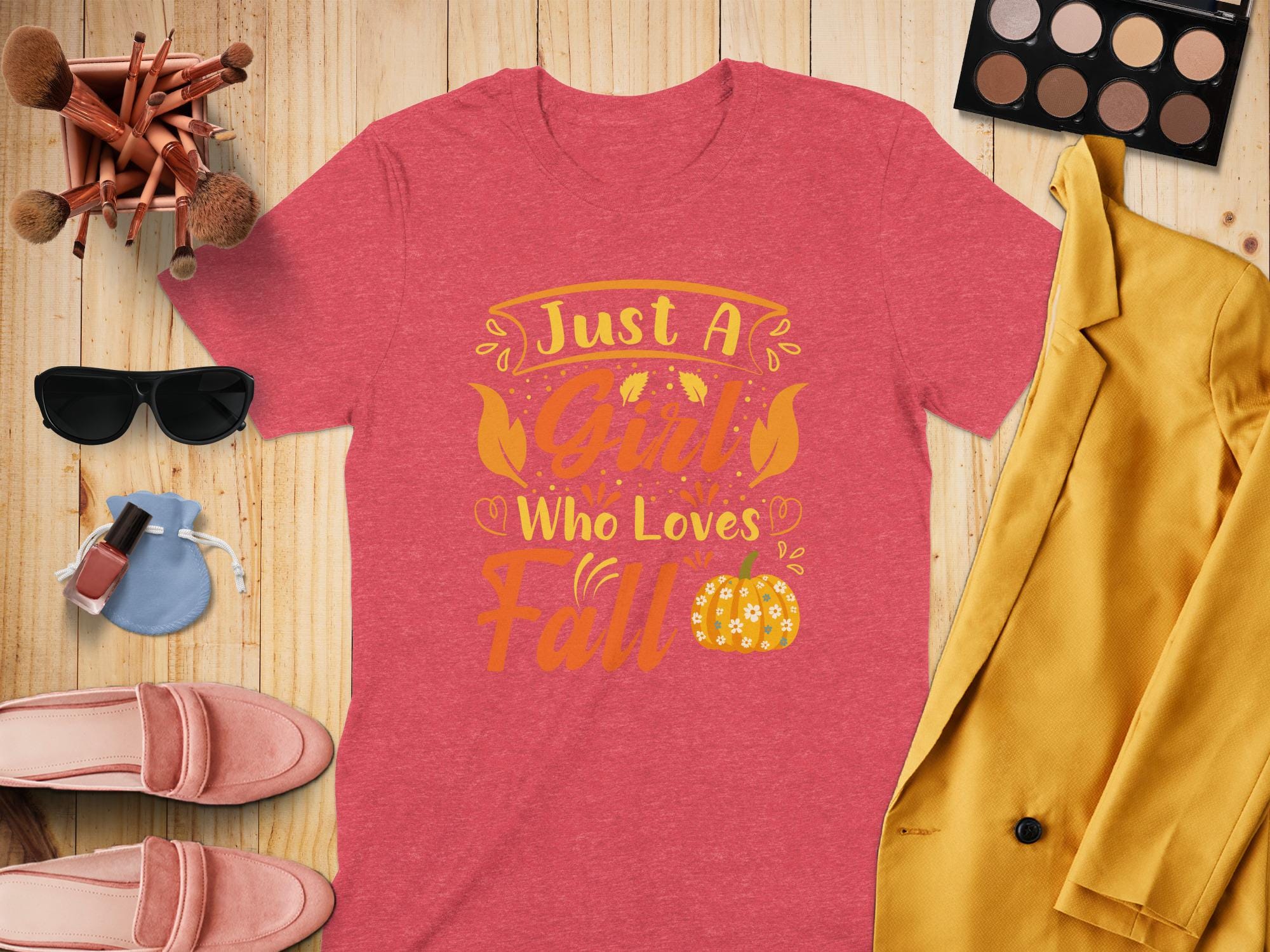 Just A Girl Who Loves Fall Shirt, Autumn Graphic Tee, Cute Fall Season T-shirt, Cozy Autumn Outfit, Gifts for Her, Women&#39;s Fall Shirt
