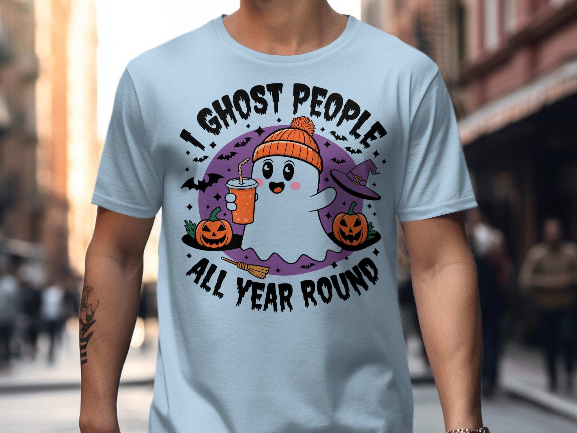 I ghost people all year round shirt, Halloween ghost funny t-shirt, cute ghost graphic tee, spooky season ghost lover gift