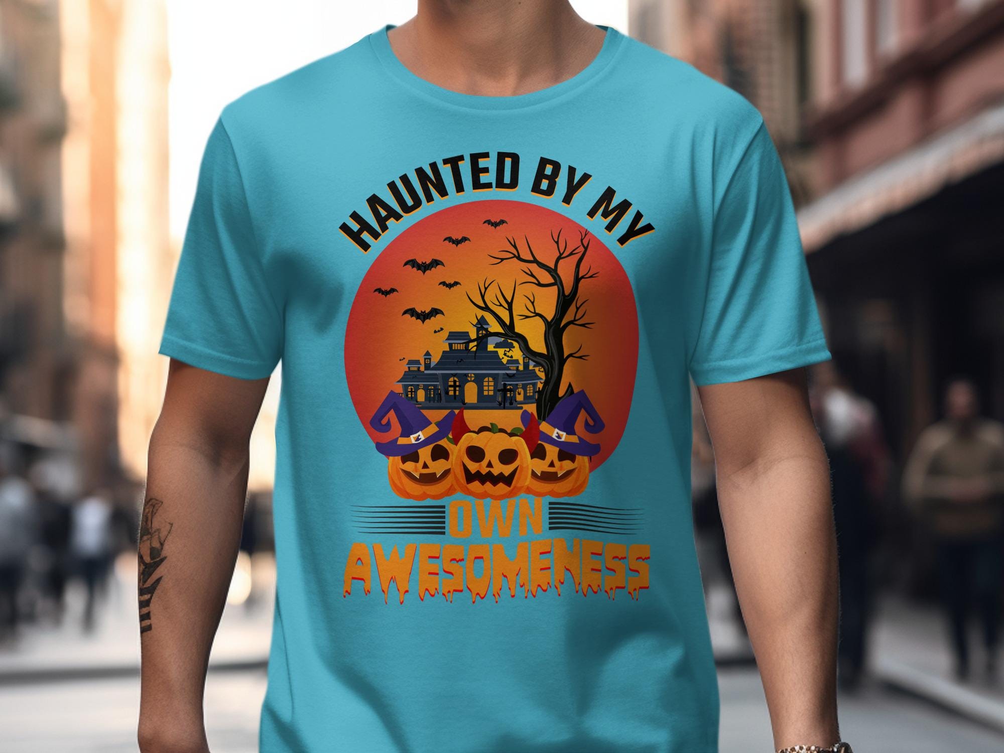 Haunted by My Own Awesomeness Halloween Shirt, Spooky Haunted House T-Shirt, Funny Halloween Tee, Unique Halloween Party Outfit
