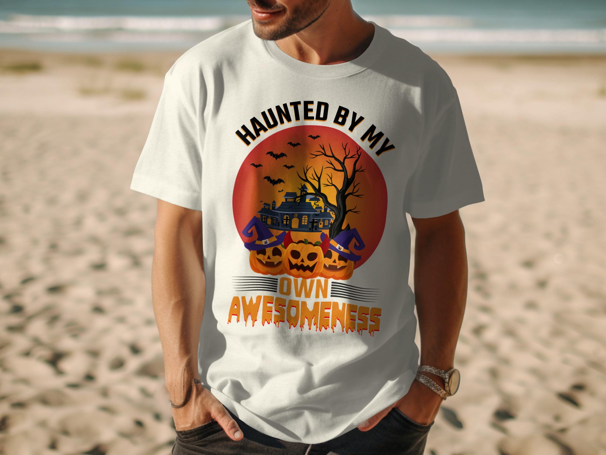 Haunted by My Own Awesomeness T-Shirt, Spooky Halloween Graphic Tee, Funny Halloween Shirt for Men, Vintage Halloween TShirt